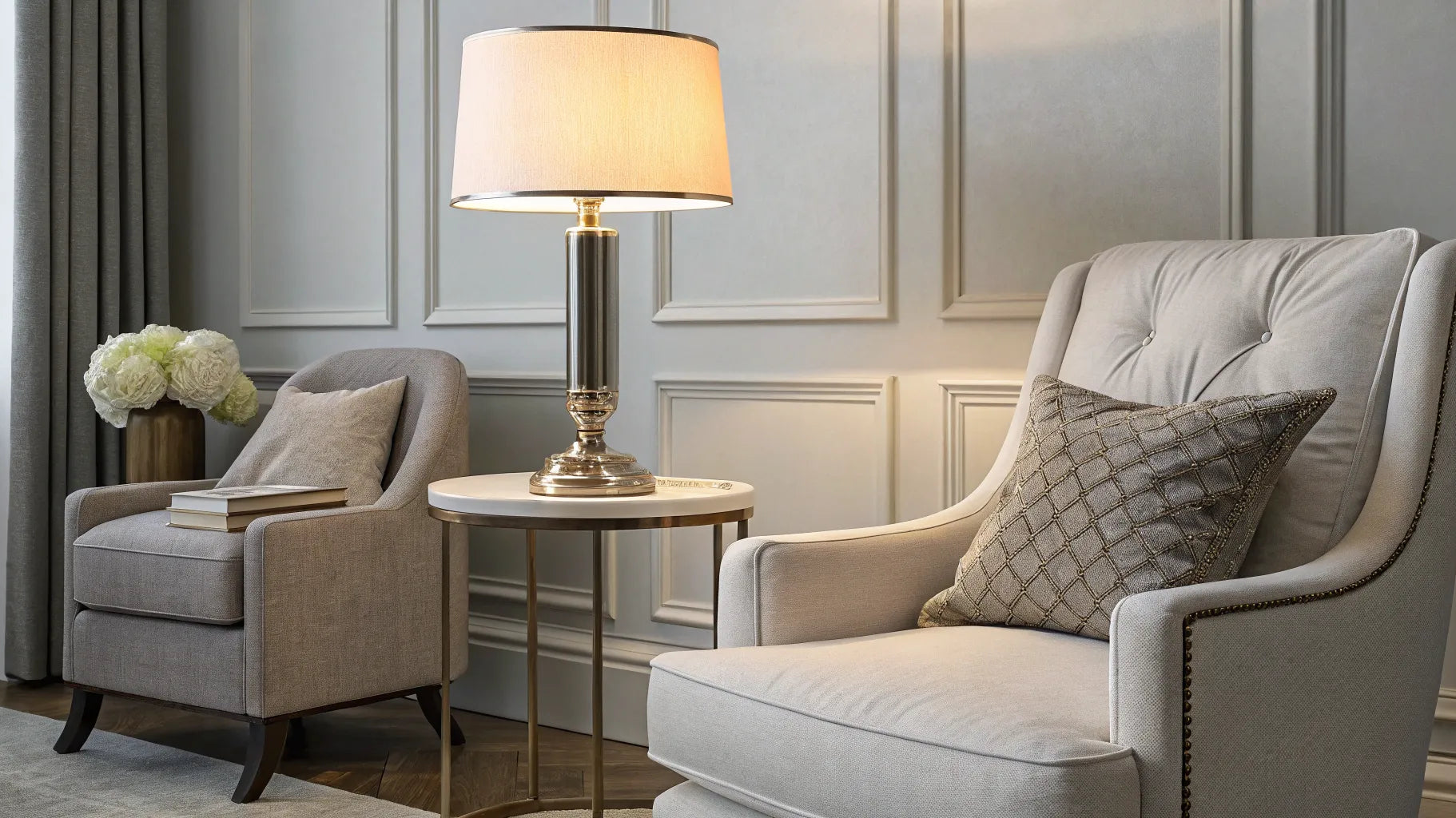 Stylish battery-operated tabletop lamp.