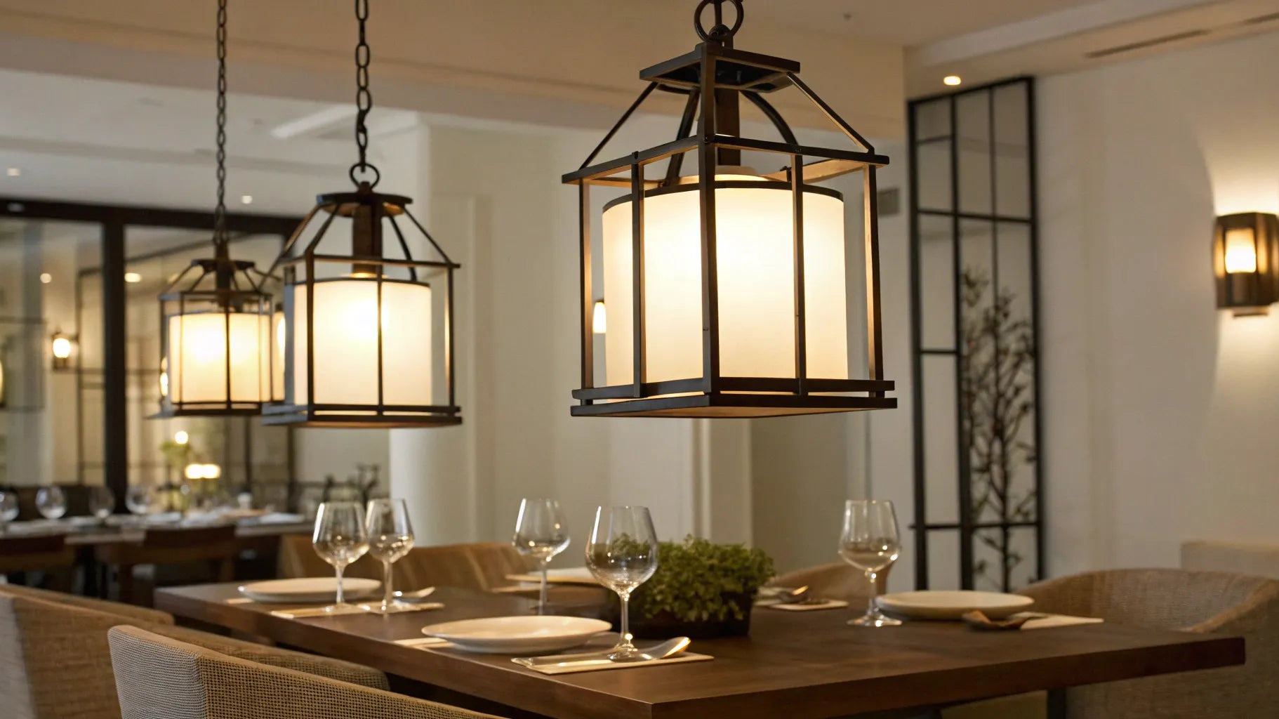 Battery-operated hanging lamp.