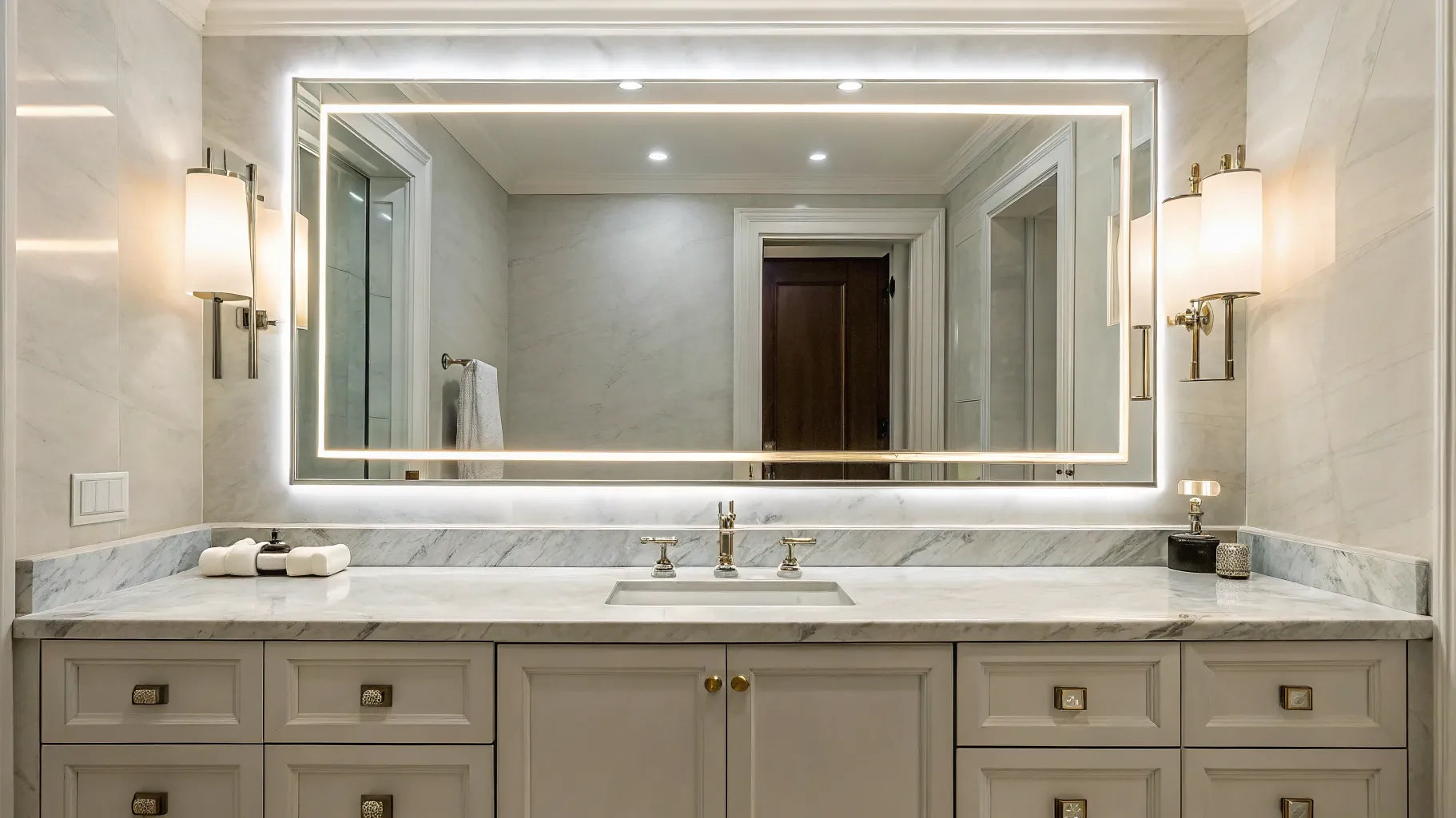 Modern LED bathroom vanity lights.