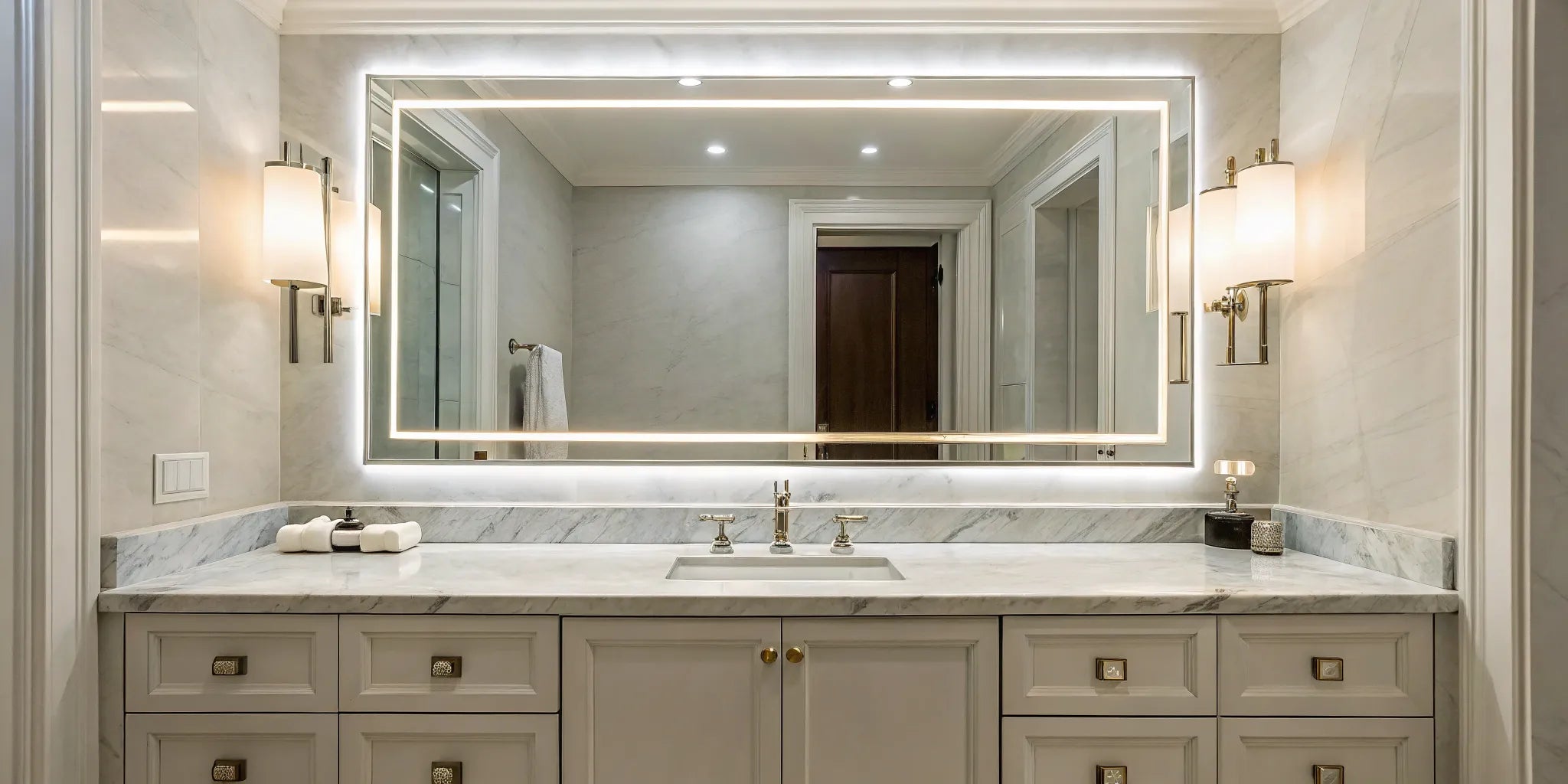 Modern LED bathroom vanity lights.