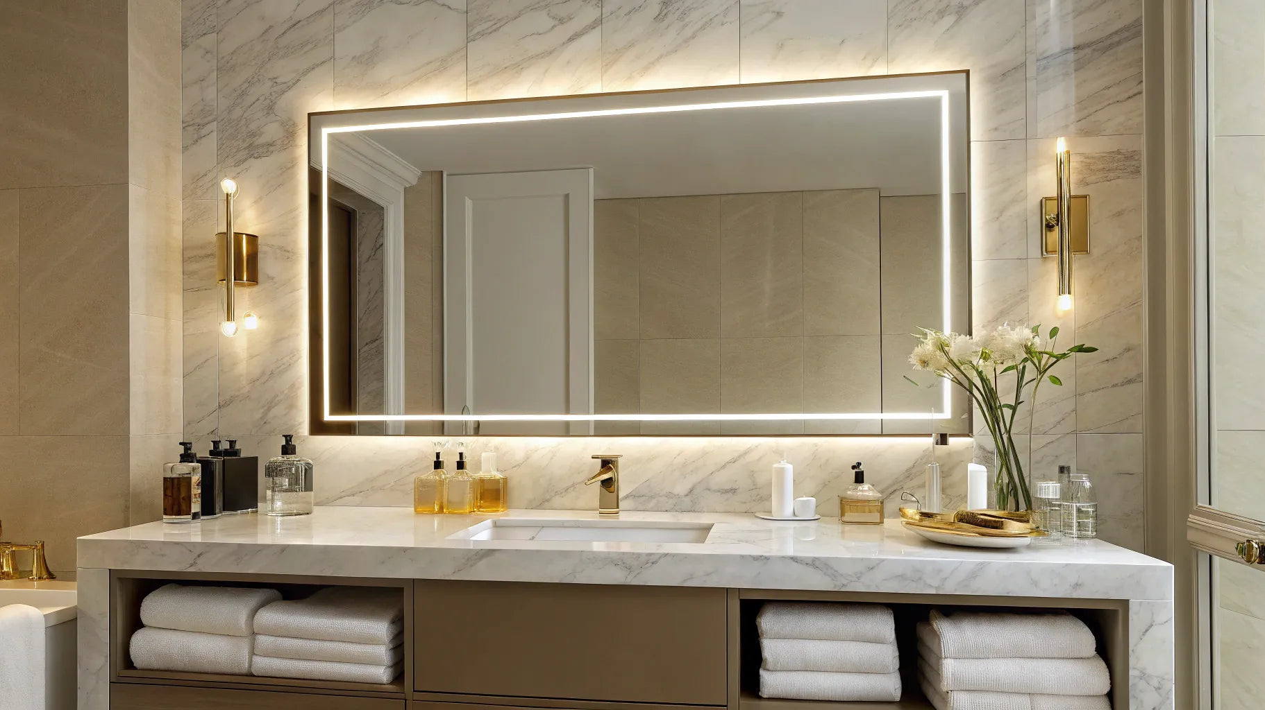 LED vanity mirror with lights.