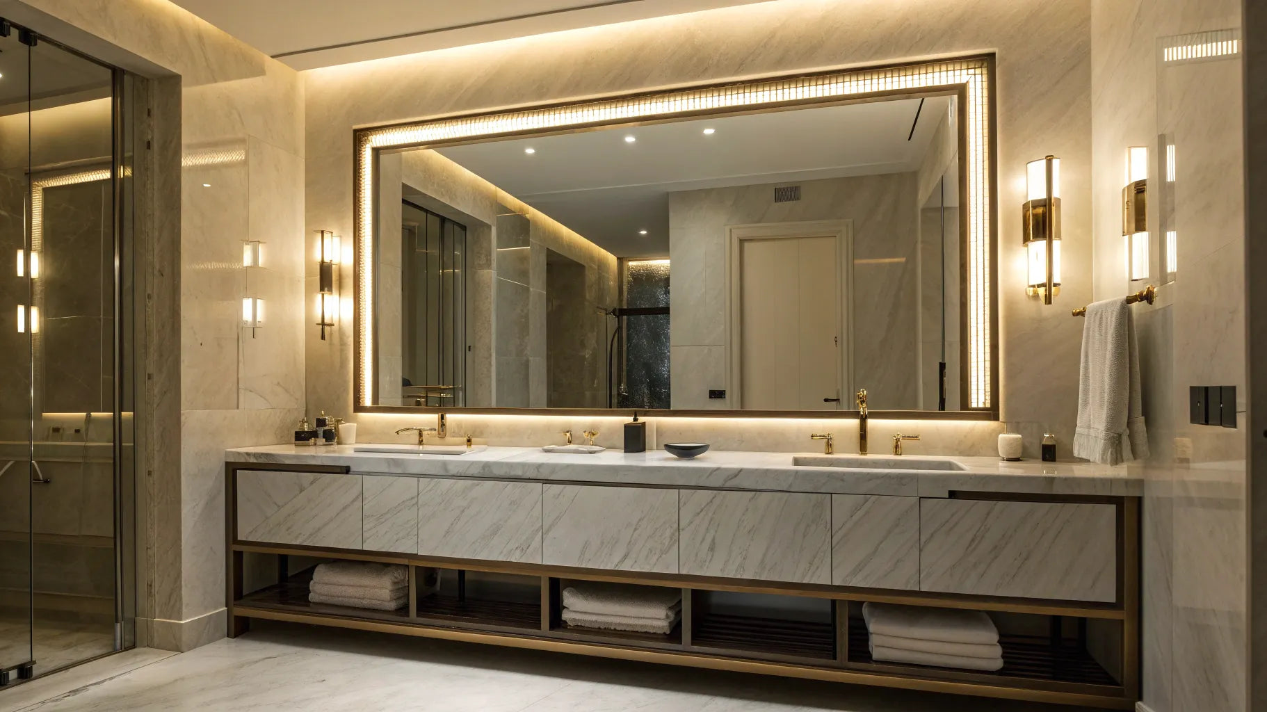 Vanity light bar above a bathroom mirror.