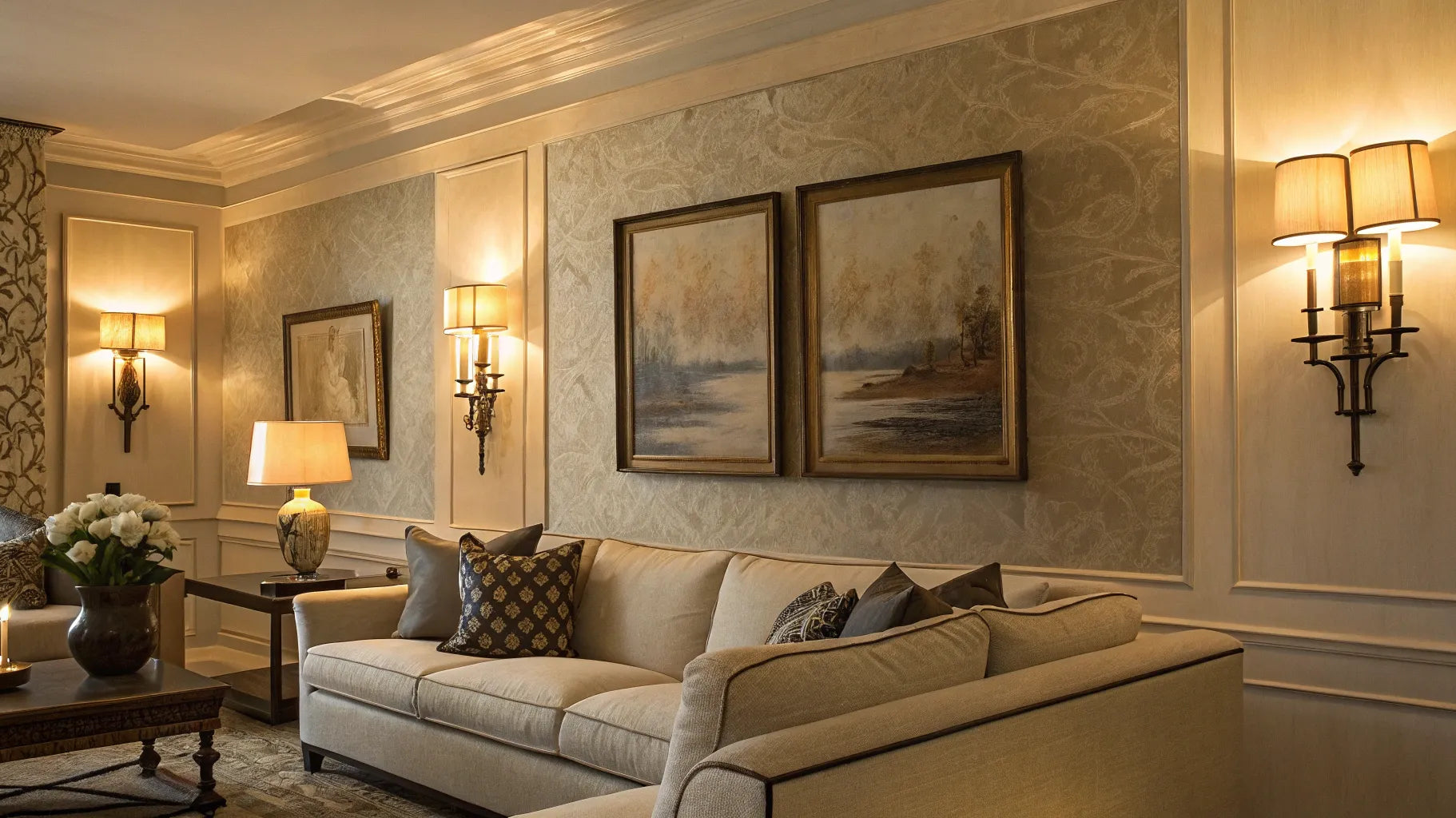 Wall sconces add elegant accent lighting to a room.