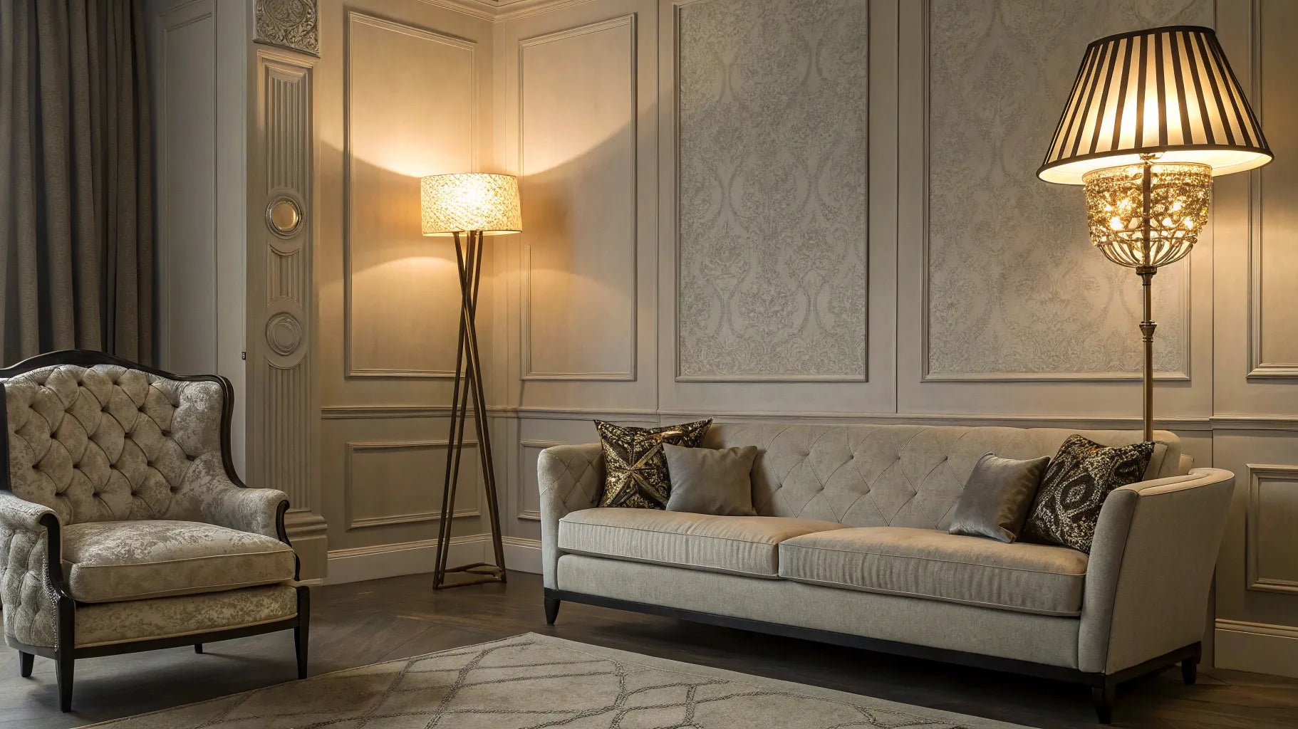 2025 lighting trends: Warm, ambient living room lighting.