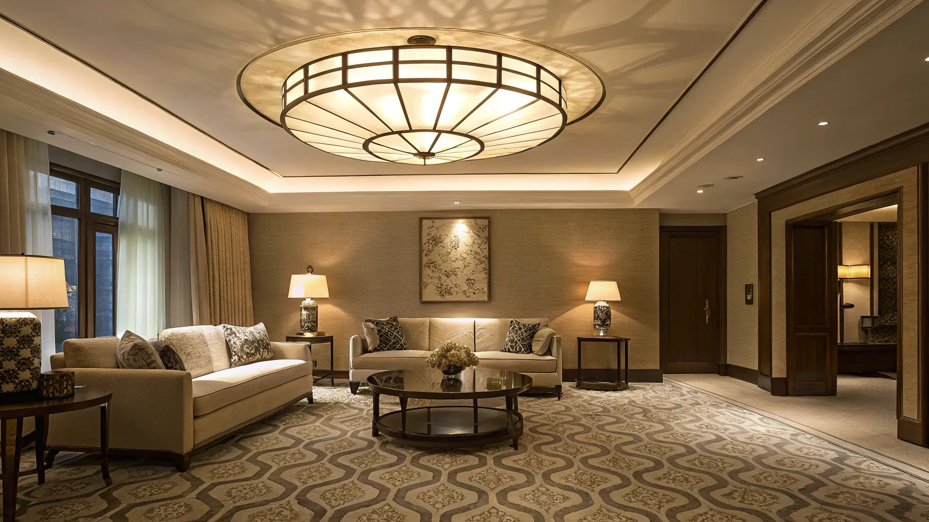Ceiling flush mount light fixture.