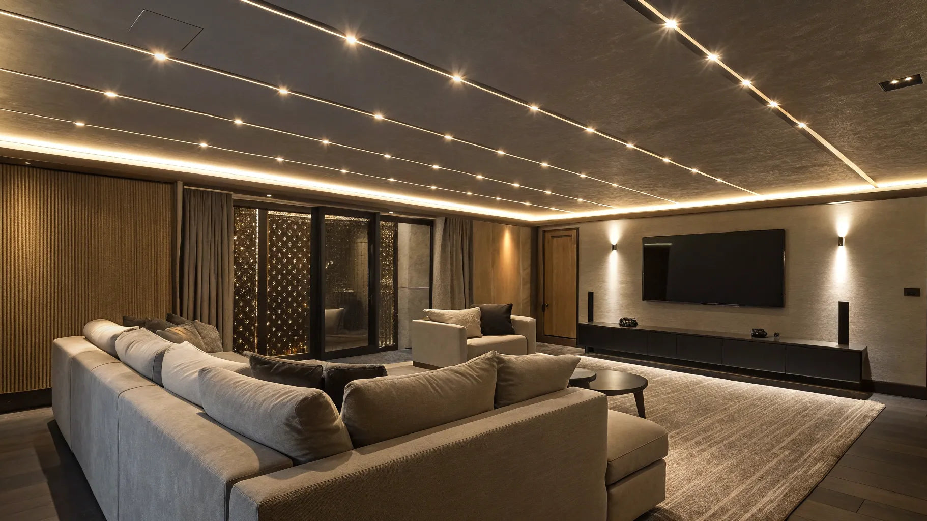 Sleek track lights illuminate a stylish space.