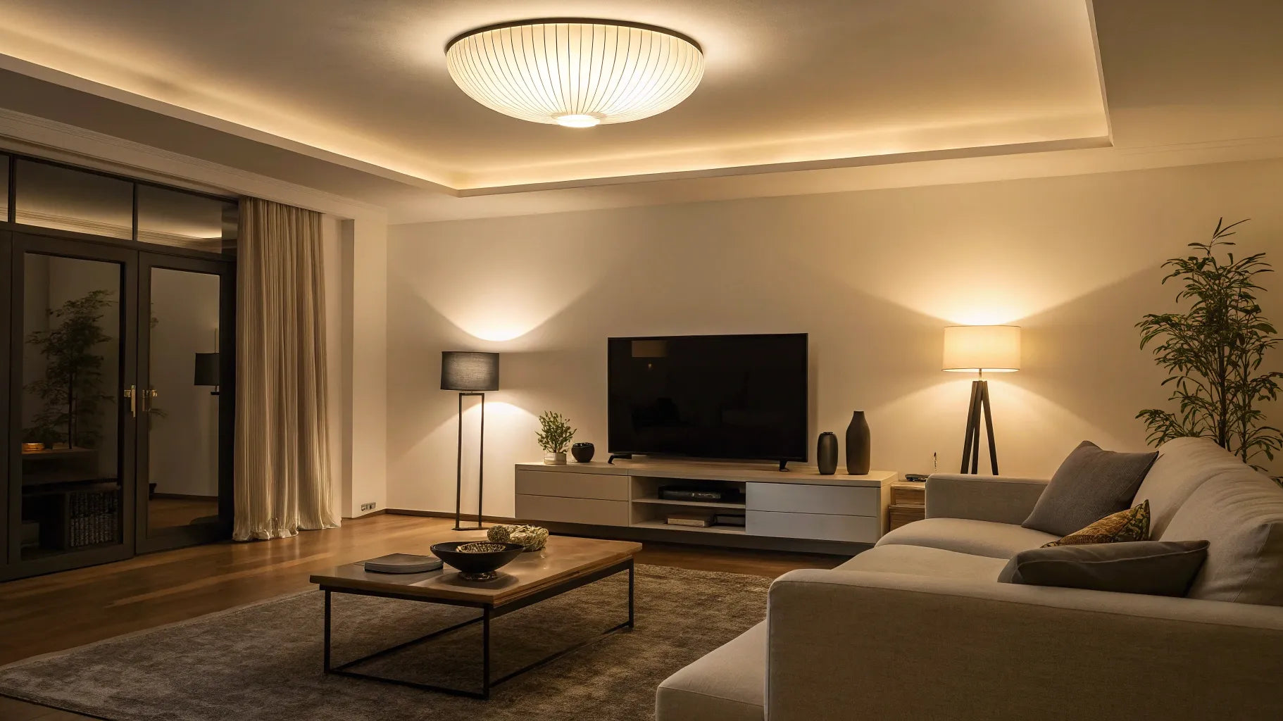 Stylish plug-in ceiling light fixture.