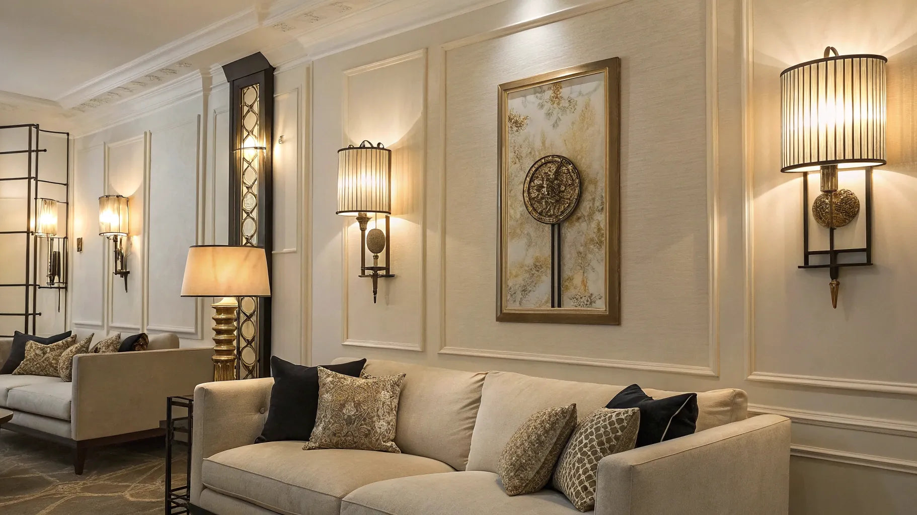 Wall light in cozy living room.