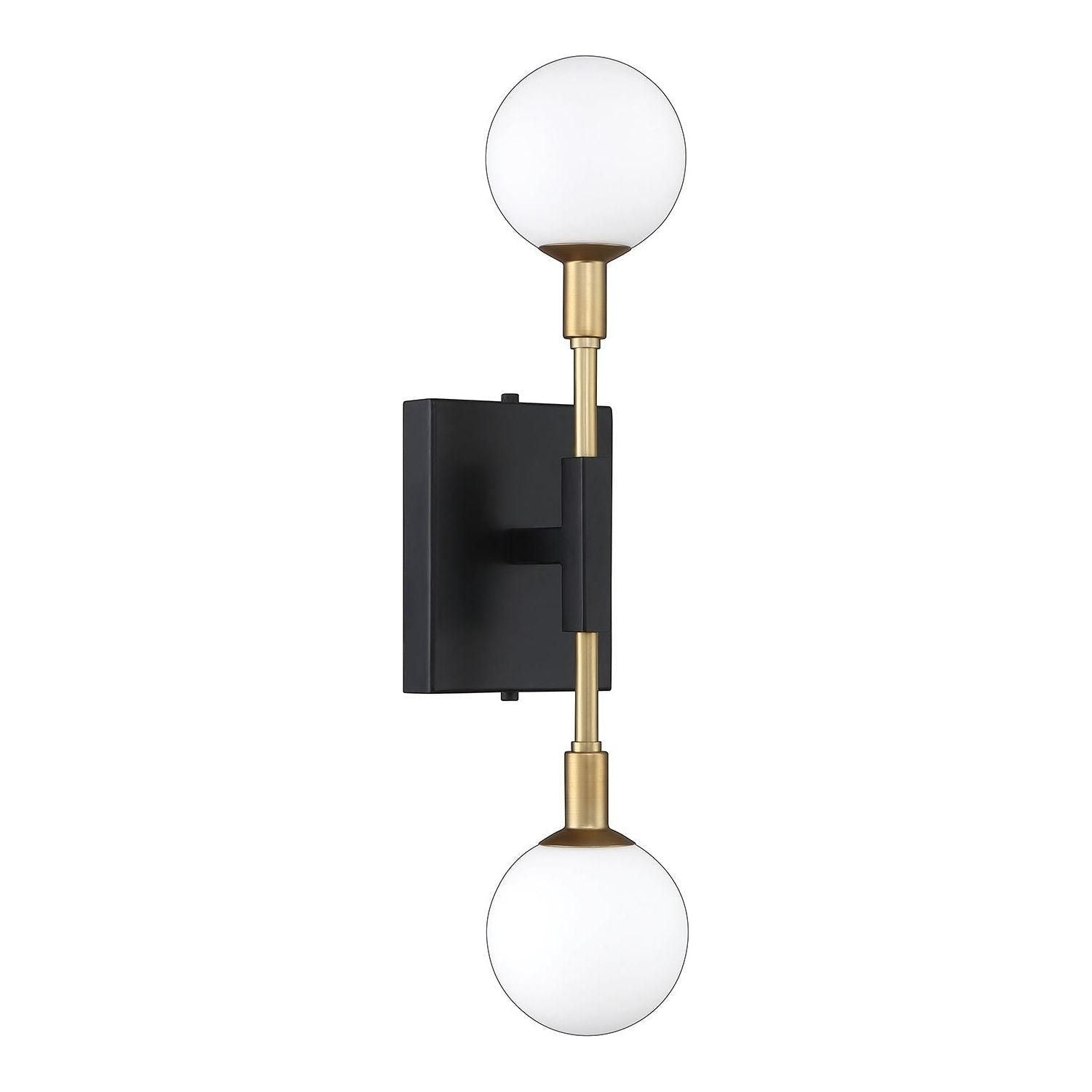 Kendal Lighting - Ambience Wall Sconce - PF100-2LWL-BLK/BRS - Canada Light Shop