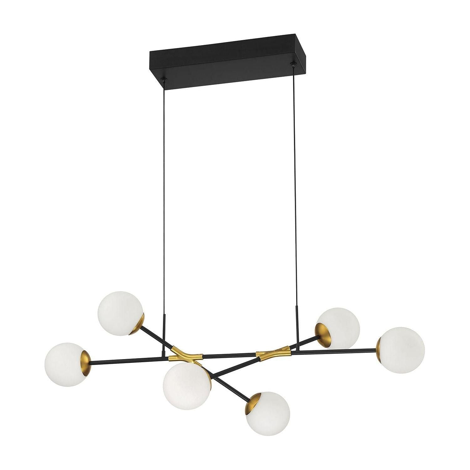 Kendal Lighting - Calipso LED Linear Pendant - PF211-6L-BLK/BRS - Canada Light Shop