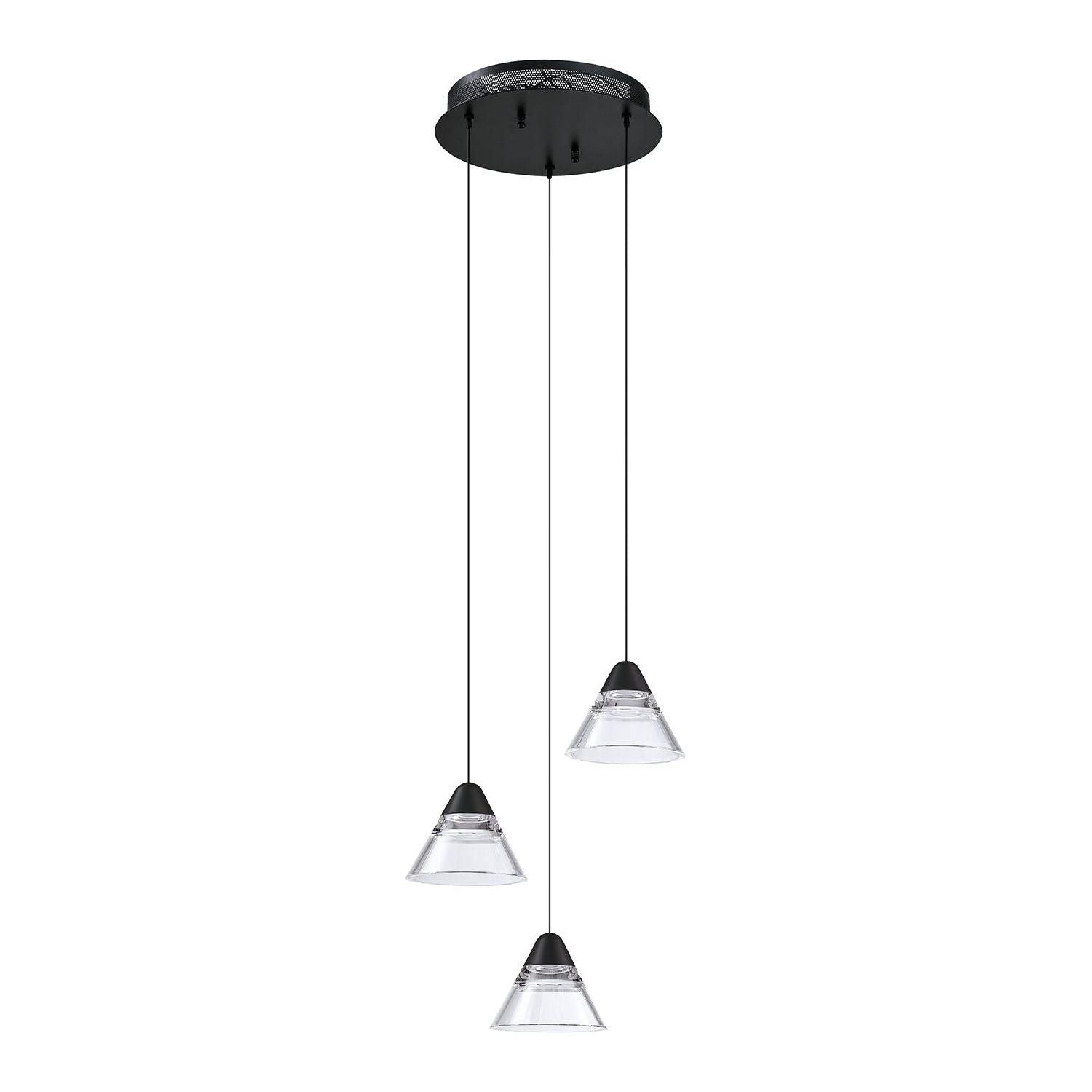 Kendal Lighting - Geo LED Pendant Pan - PF213-3LPA-BLK - Canada Light Shop