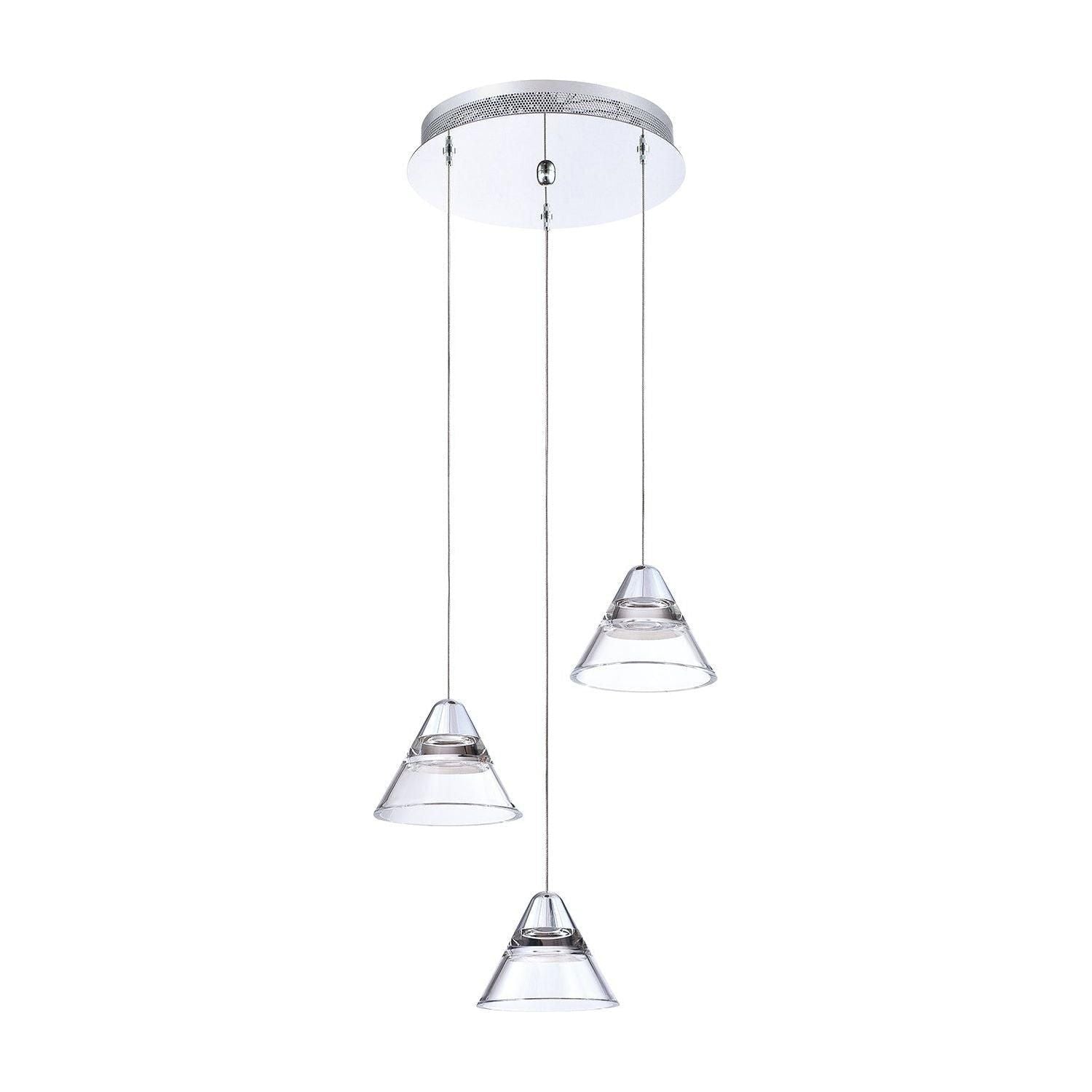 Kendal Lighting - Geo LED Pendant Pan - PF213-3LPA-CH - Canada Light Shop
