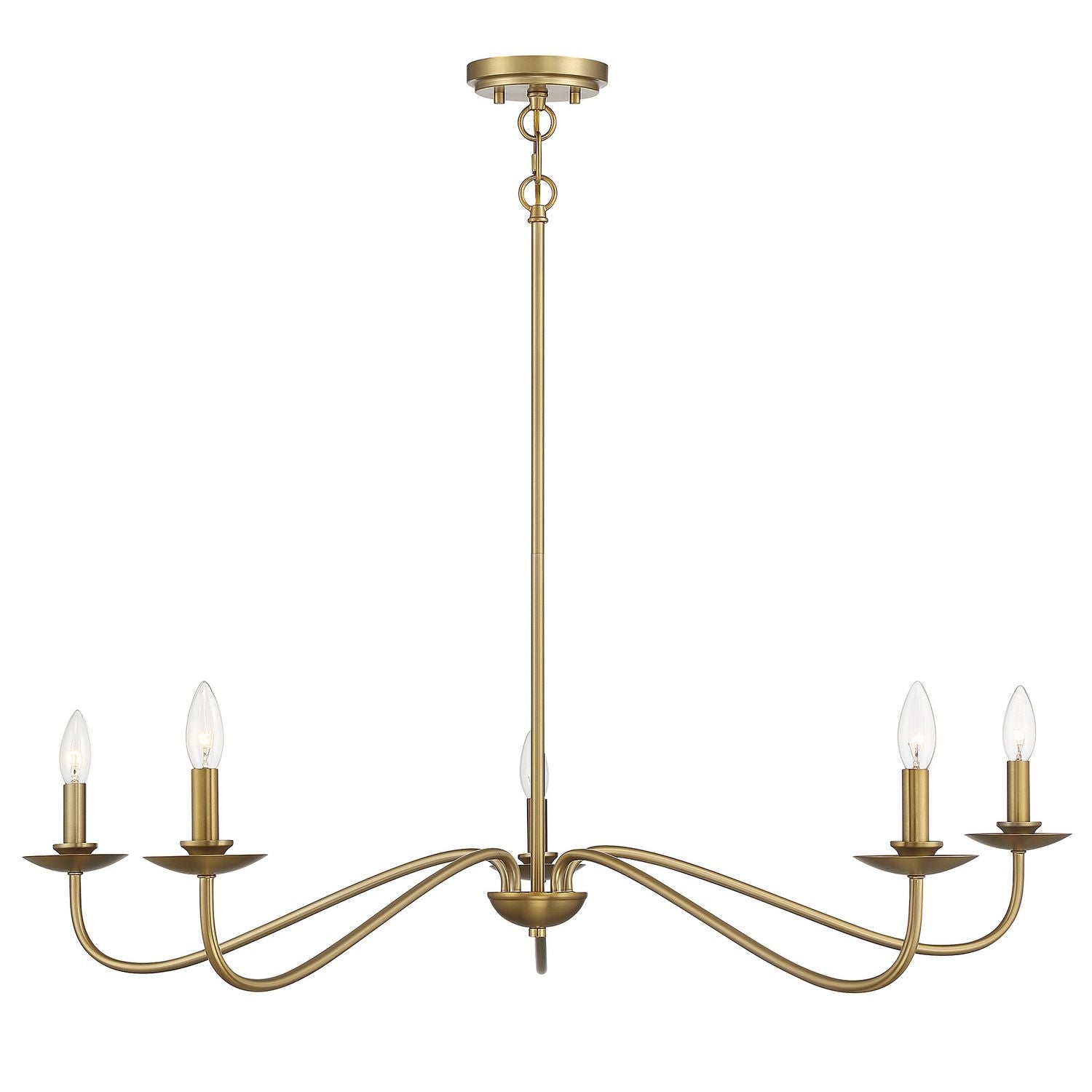 Meridian M10085NB Five Light Chandelier in Natural Brass