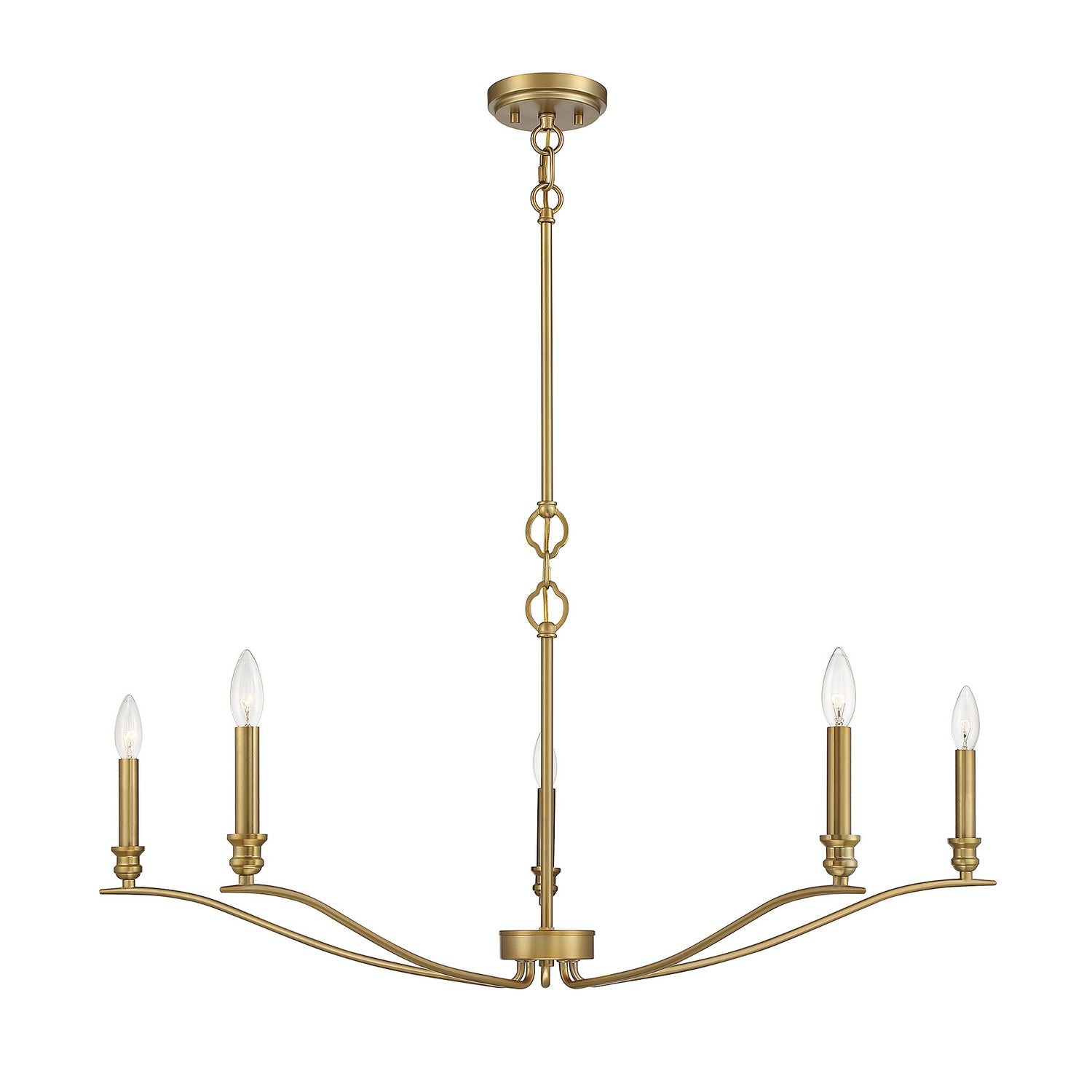 Meridian M10086NB Five Light Chandelier in Natural Brass