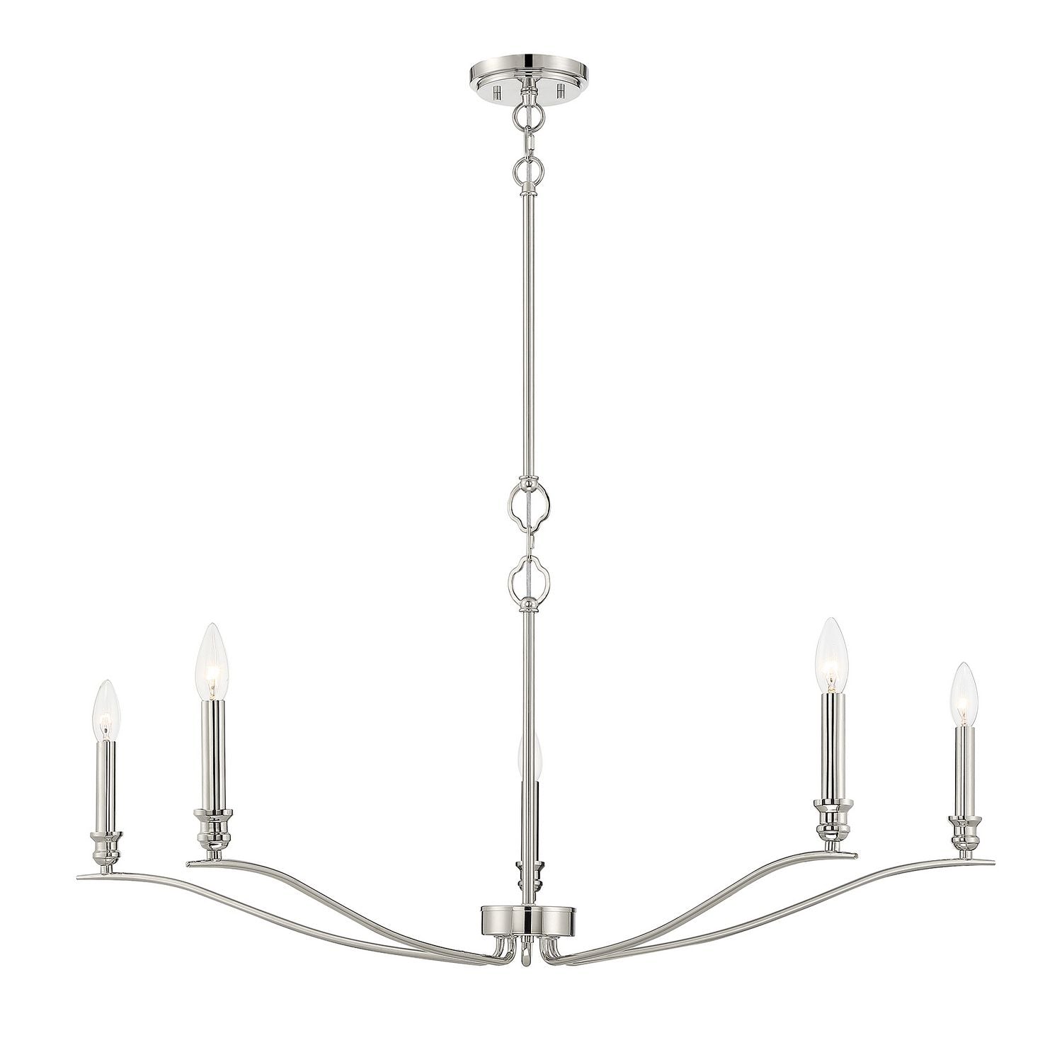 Meridian M10086PN Five Light Chandelier in Polished Nickel