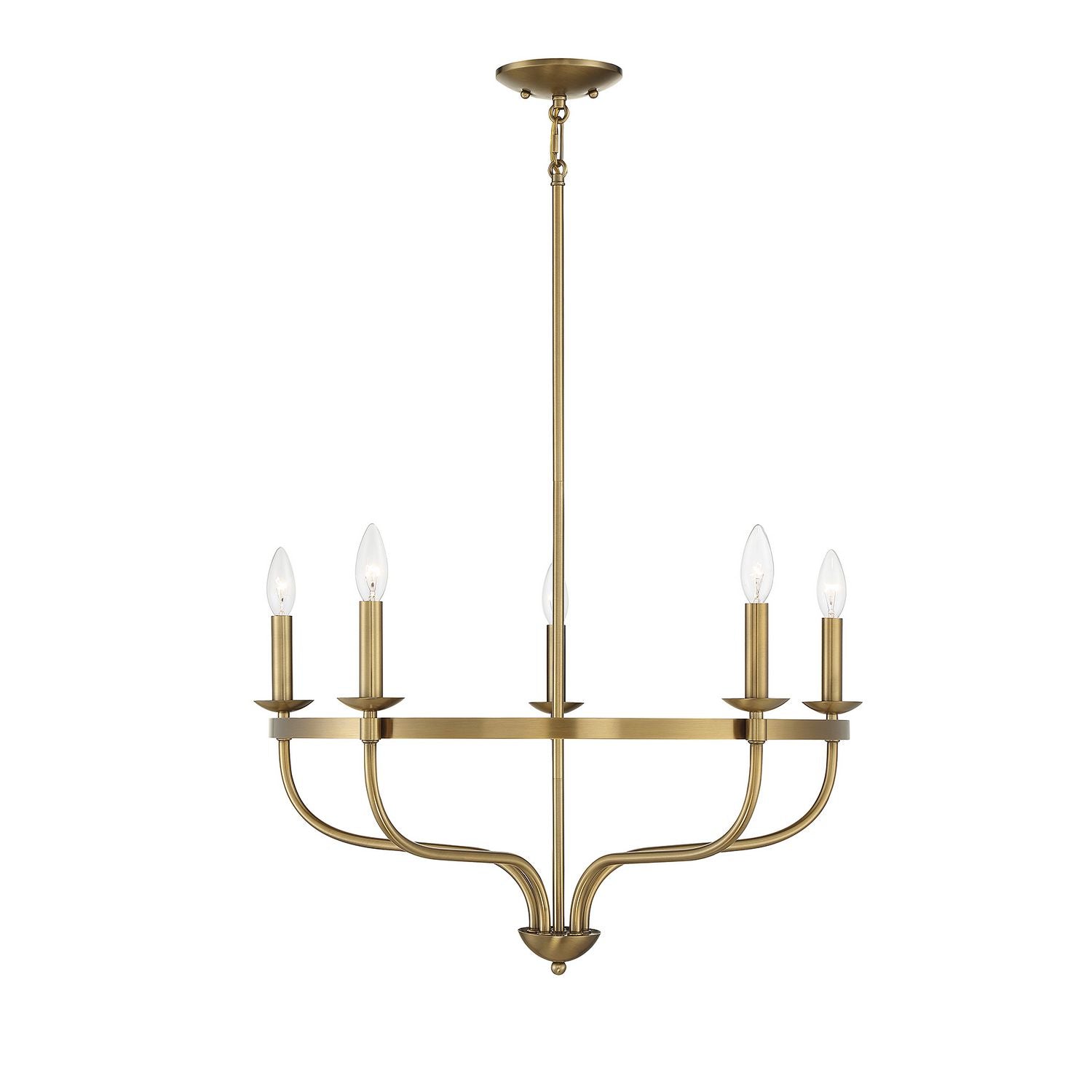 Meridian M10087NB Five Light Chandelier in Natural Brass