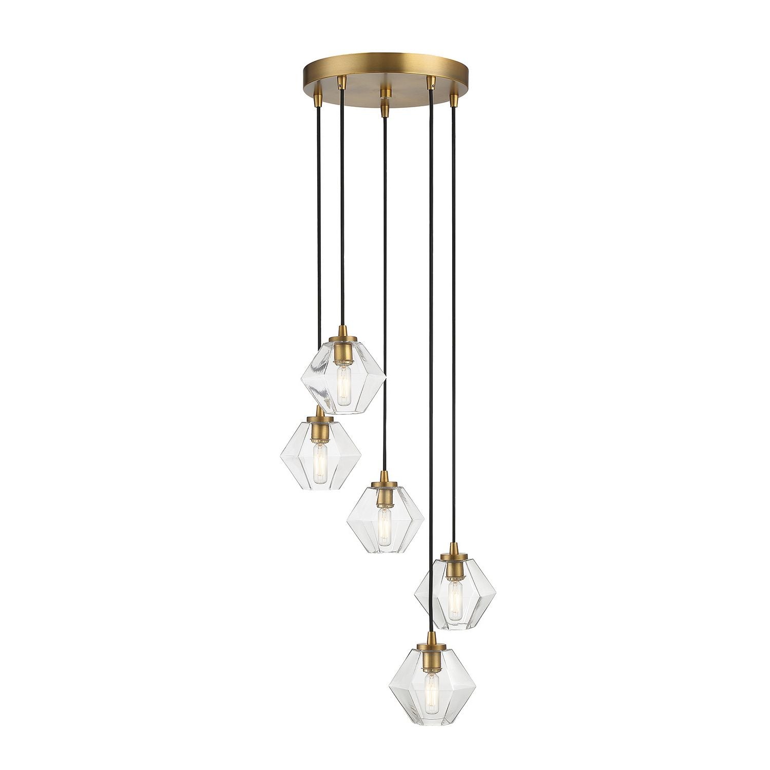 Meridian M10095NB Five Light Chandelier in Natural Brass