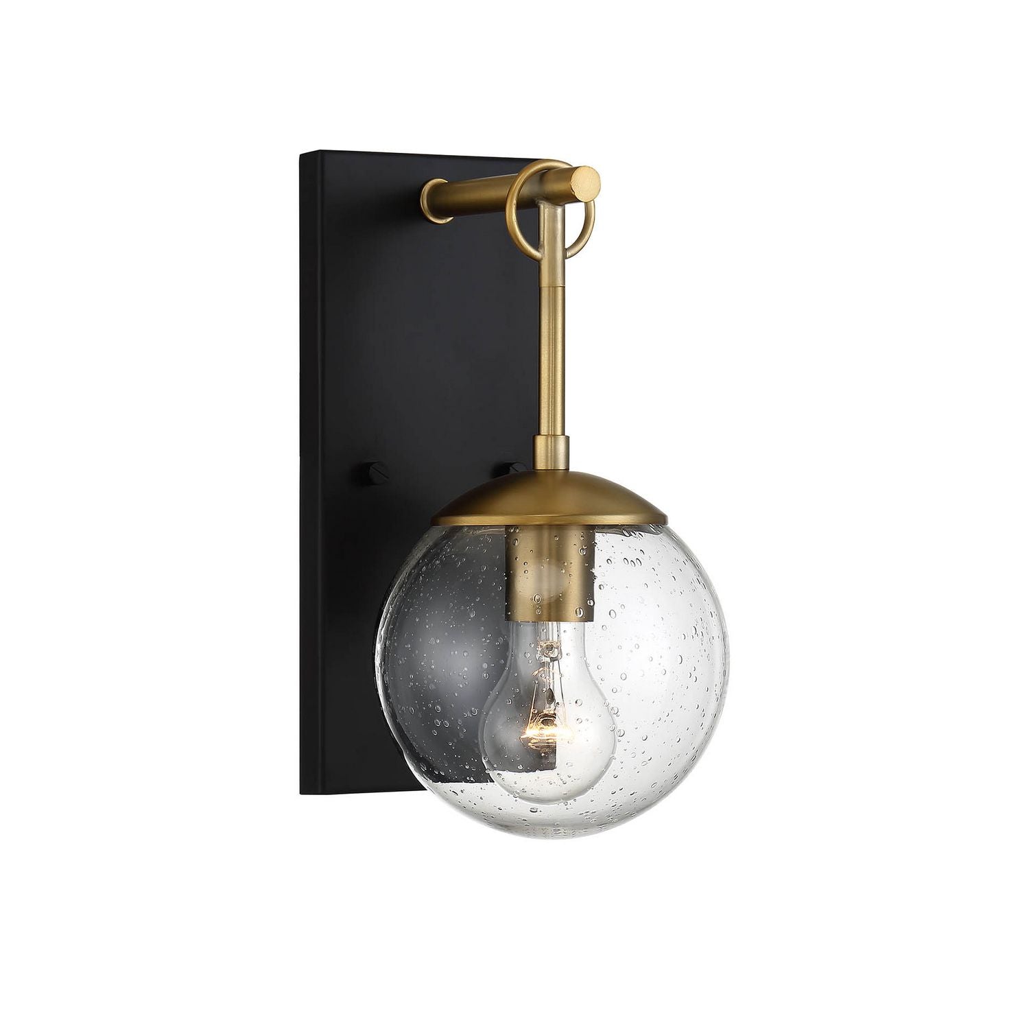 Meridian M50029ORBNB One Light Outdoor Wall Sconce in Oil Rubbed Bronze with Natural Brass
