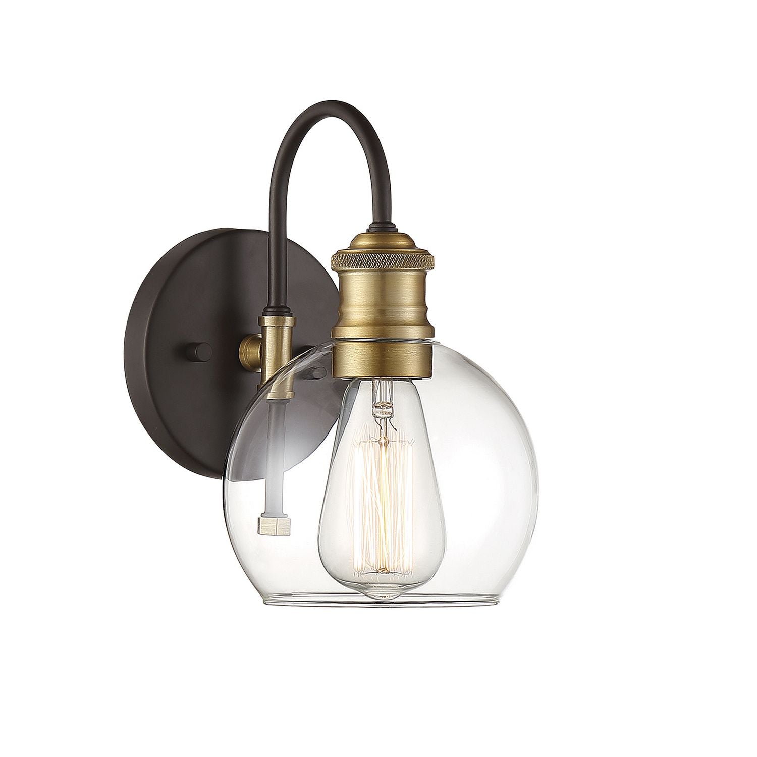 Meridian M50040ORBNB One Light Outdoor Wall Sconce in Oil Rubbed Bronze with Natural Brass