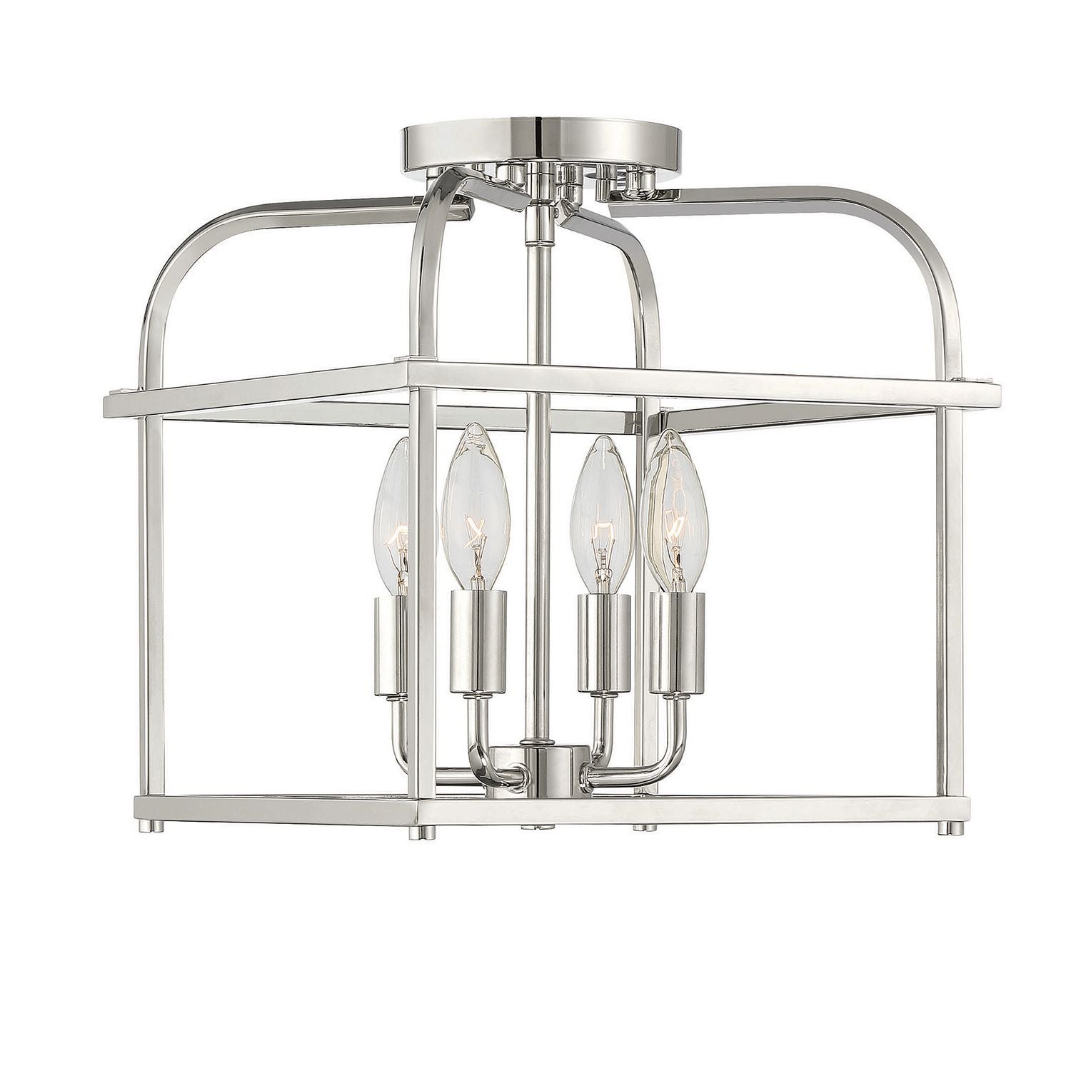 Meridian M60061PN Four Light Semi-Flush Mount in Polished Nickel