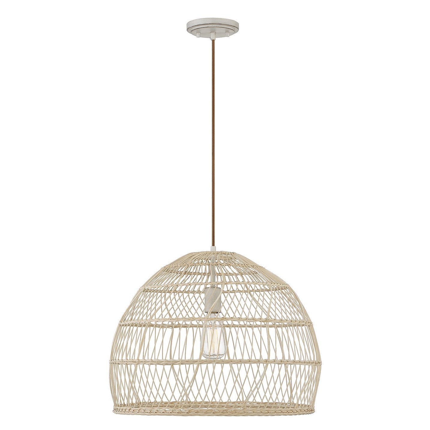 Meridian M70106NR One Light Pendant in Natural Rattan with a Matching Socket