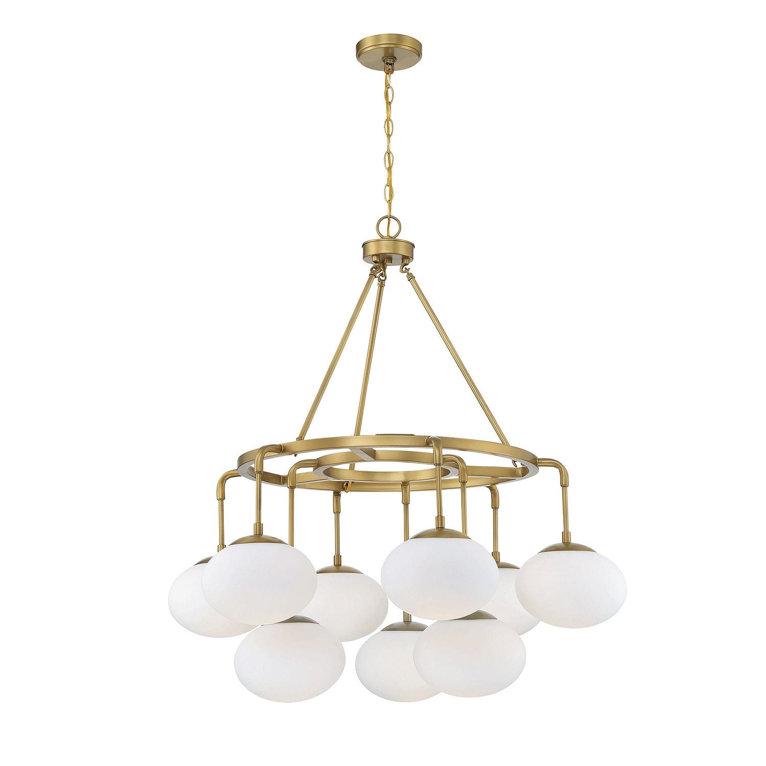 Meridian M10098NB Nine Light Chandelier in Natural Brass