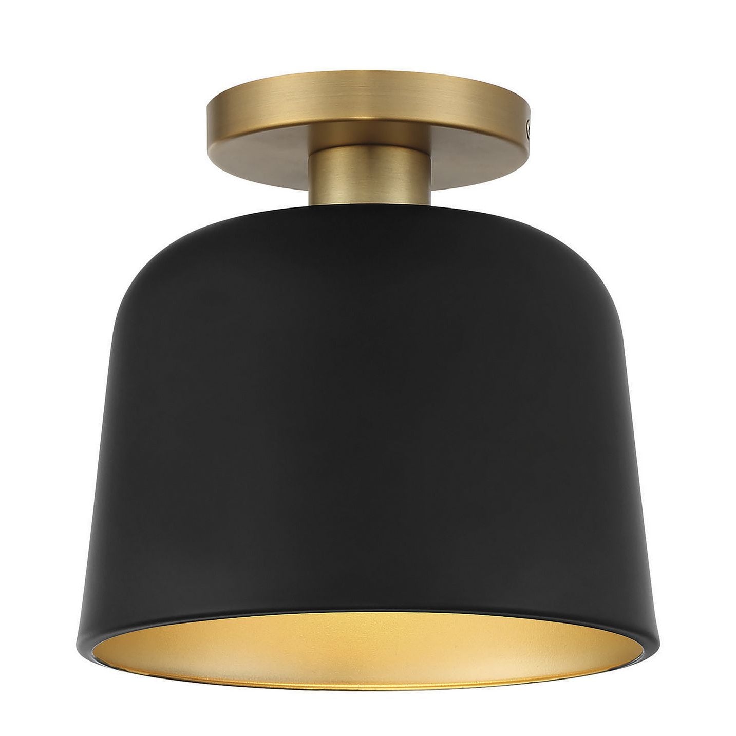 Meridian M60067MBKNB One Light Flush Mount in Matte Black with Natural Brass
