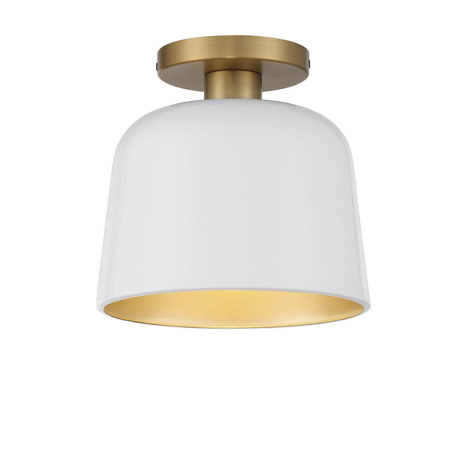 Meridian M60067WHNB One Light Flush Mount in White with Natural Brass
