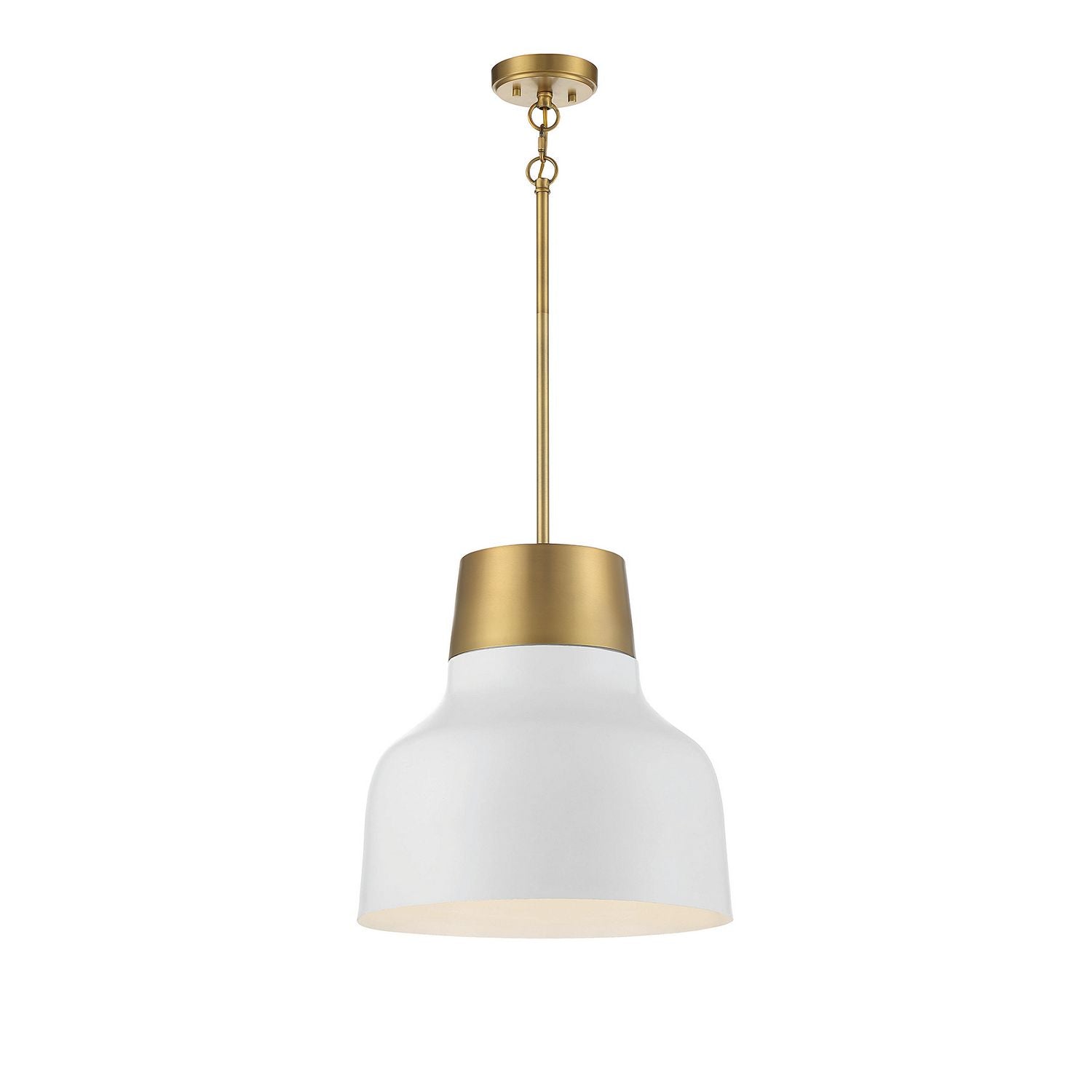 Meridian M70115WHNB One Light Pendant in White with Natural Brass