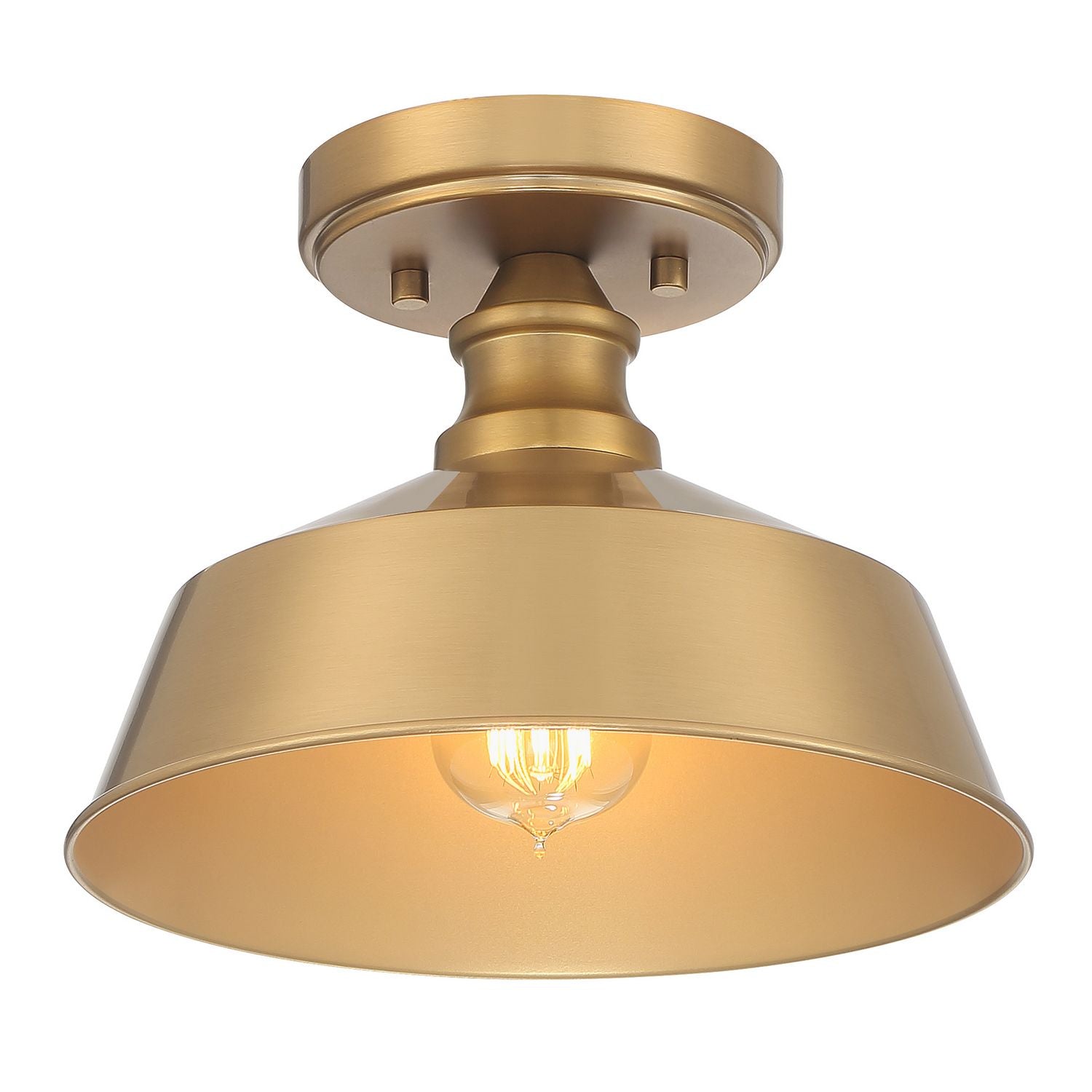 Meridian M60068NB One Light Semi-Flush Mount in Natural Brass