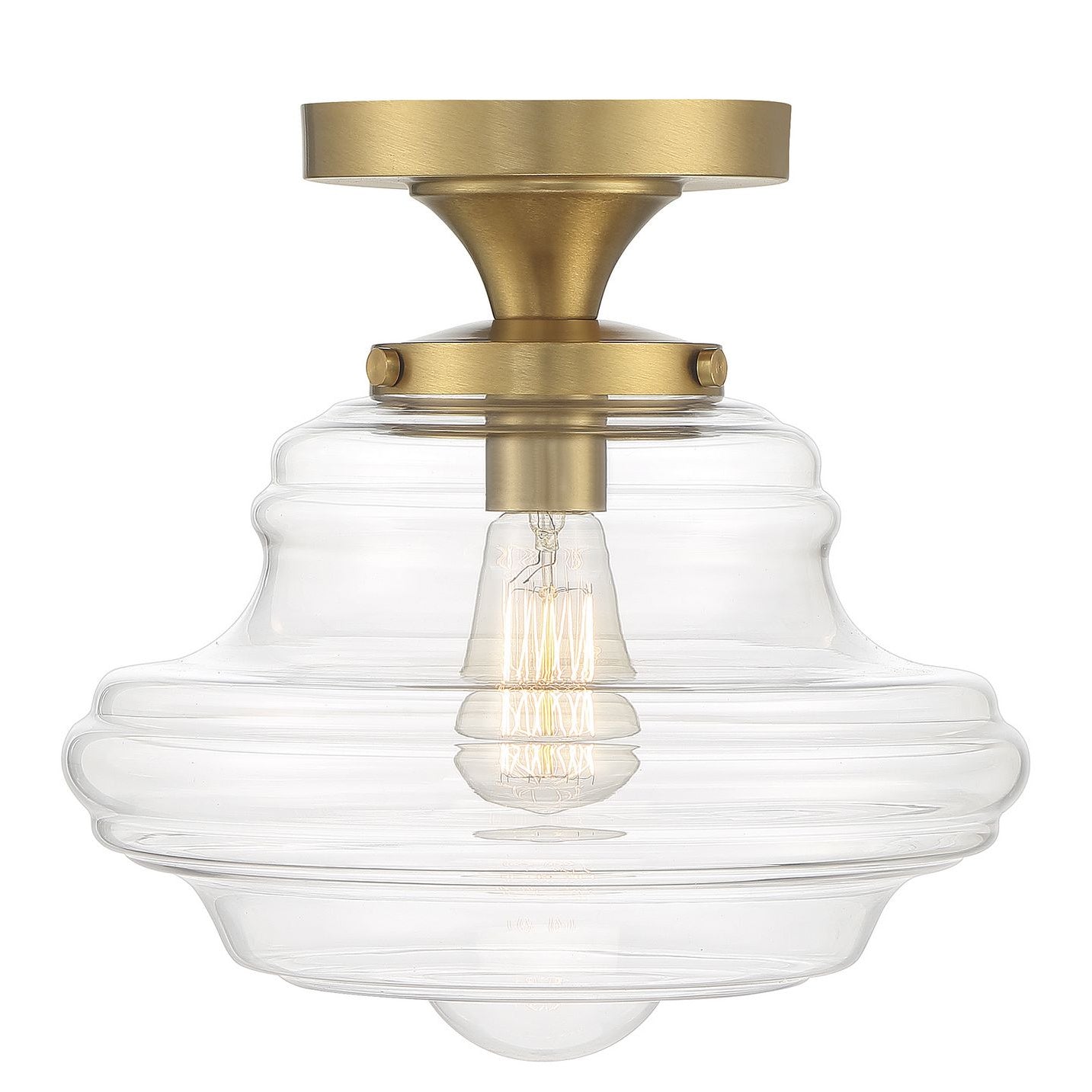 Meridian M60069NB One Light Semi-Flush Mount in Natural Brass