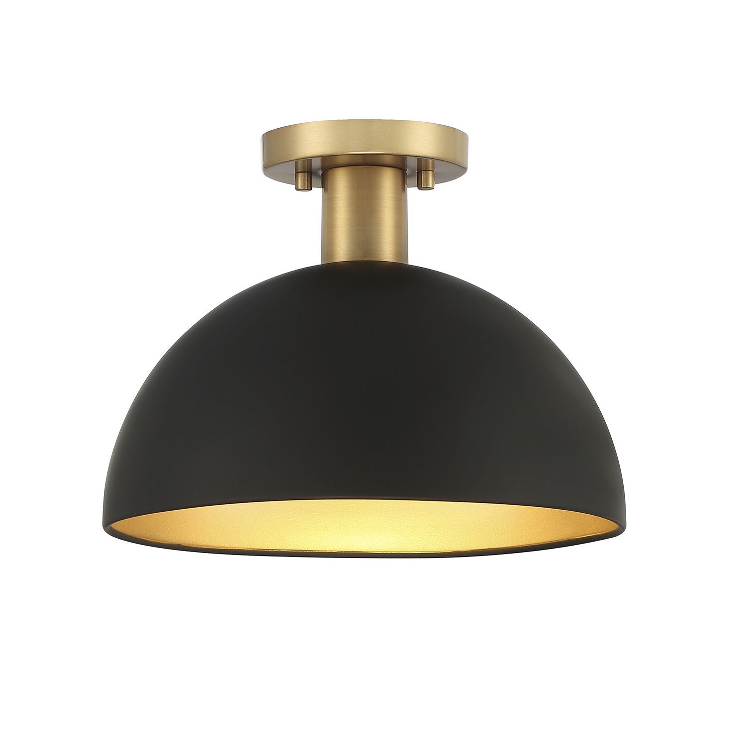 Meridian M60071MBKNB One Light Semi-Flush Mount in Matte Black with Natural Brass