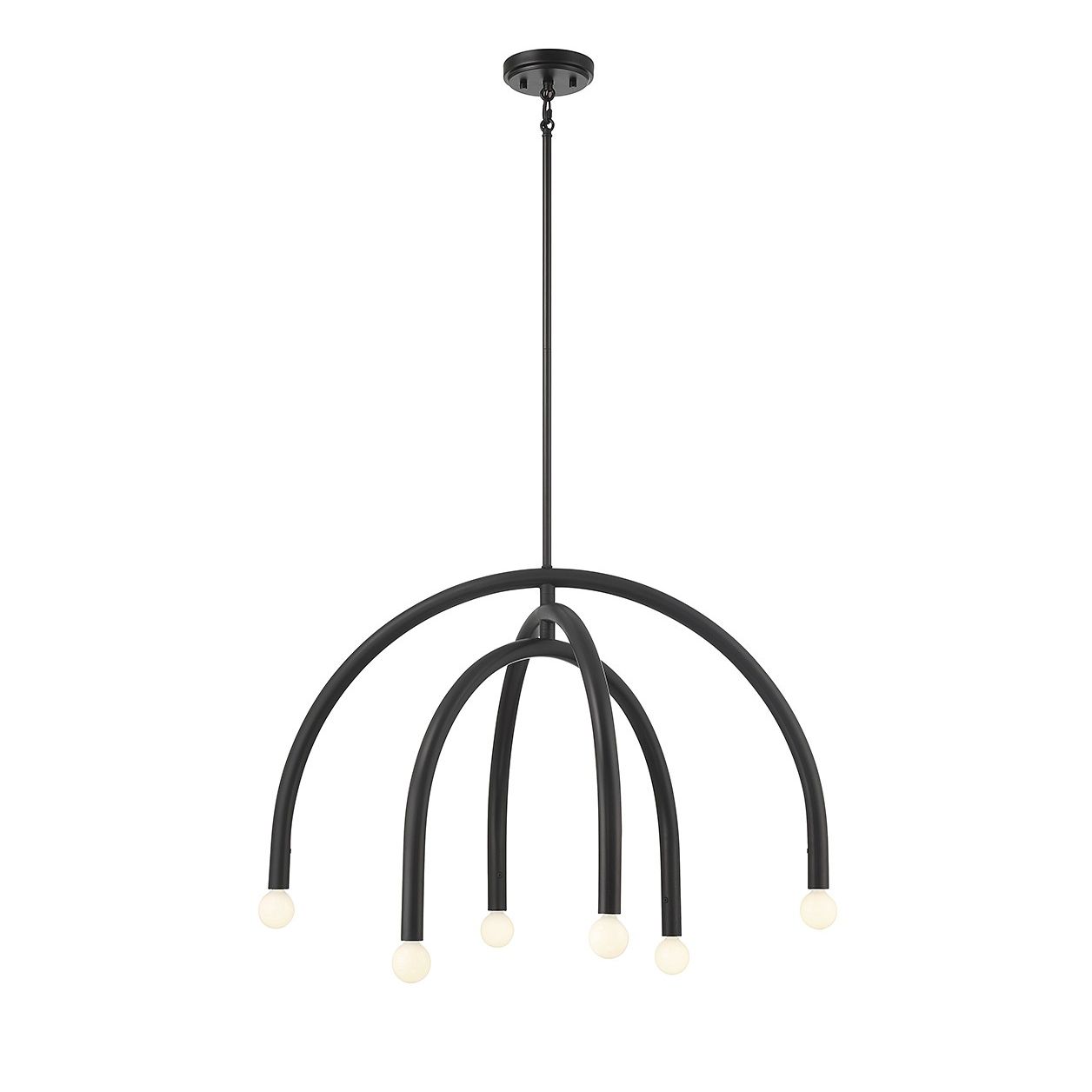 Meridian M100115MBK Six Light Chandelier in Matte Black