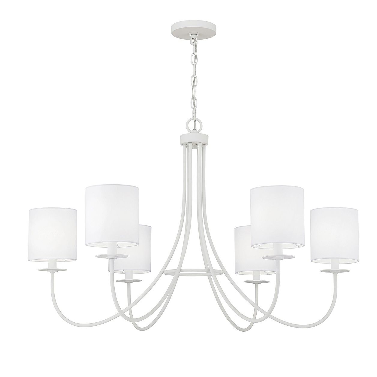 Meridian M100117BQW Six Light Chandelier in Bisque White