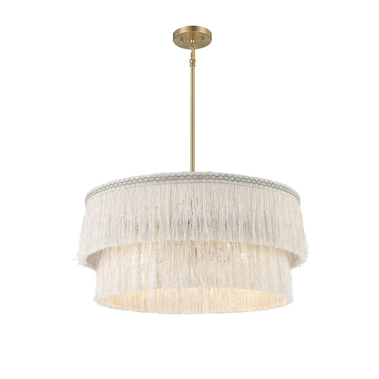 Meridian M7037NFR Five Light Pendant in Natural Brass