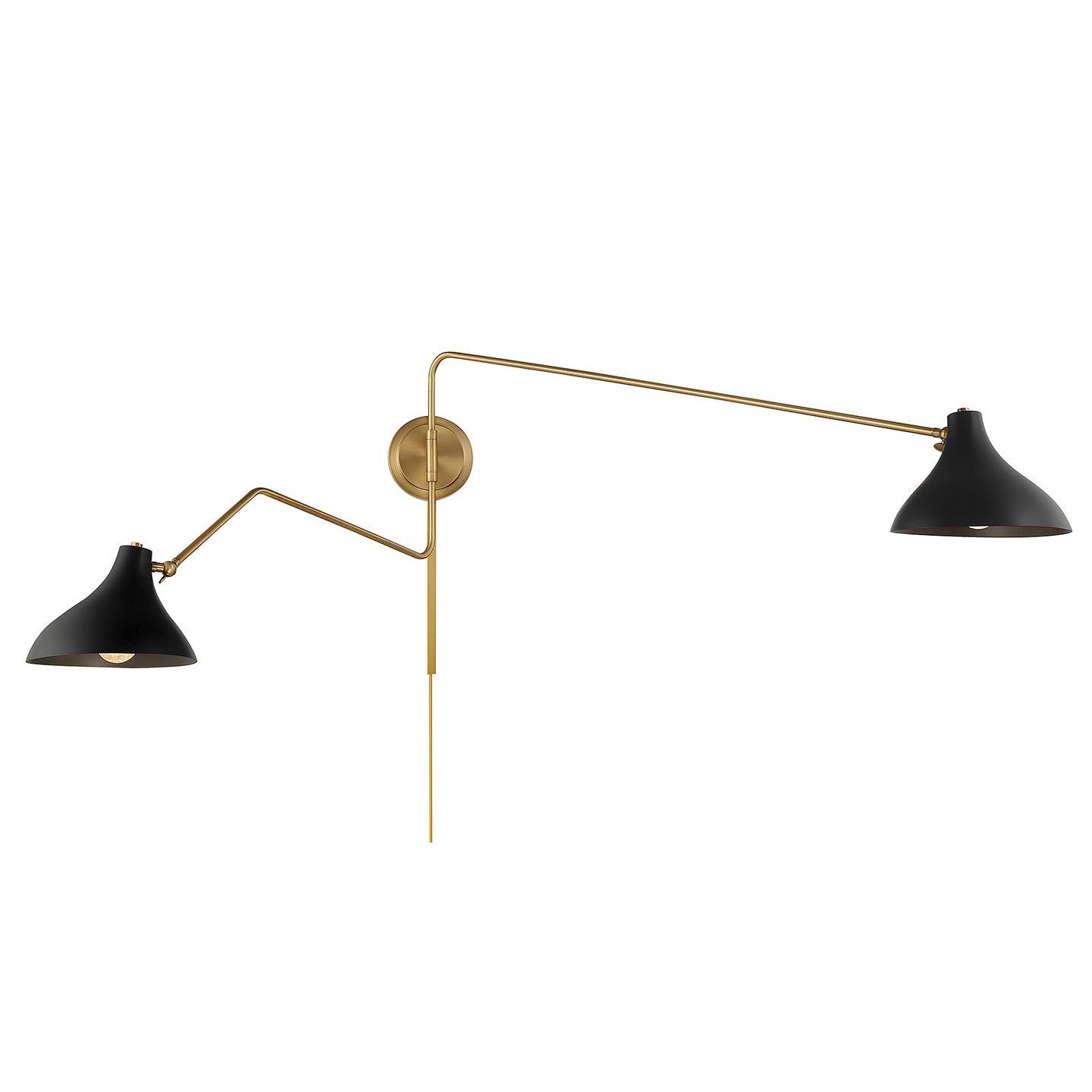 Meridian M90088MBKNB Two Light Wall Sconce in Matte Black with Natural Brass