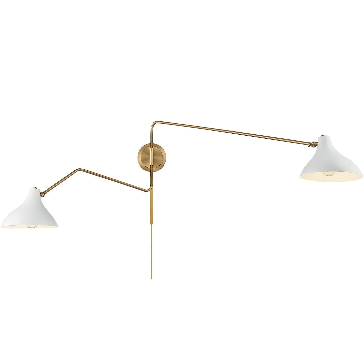 Meridian M90088WHNB Two Light Wall Sconce in White with Natural Brass