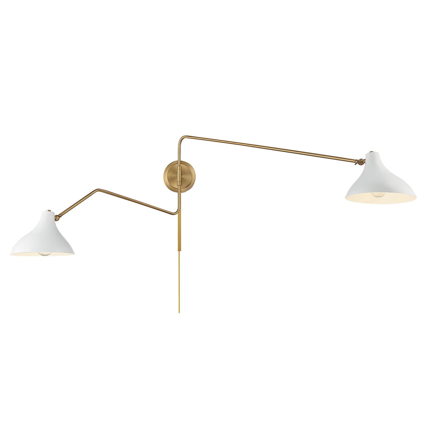 Meridian M90088WHNB Two Light Wall Sconce in White with Natural Brass