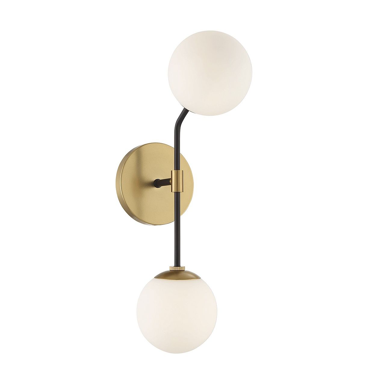 Meridian M90098MBKNB Two Light Wall Sconce in Matte Black and Natural Brass