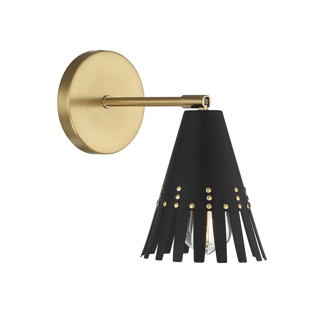 Meridian M90103MBKNB One Light Wall Sconce in Matte Black and Natural Brass