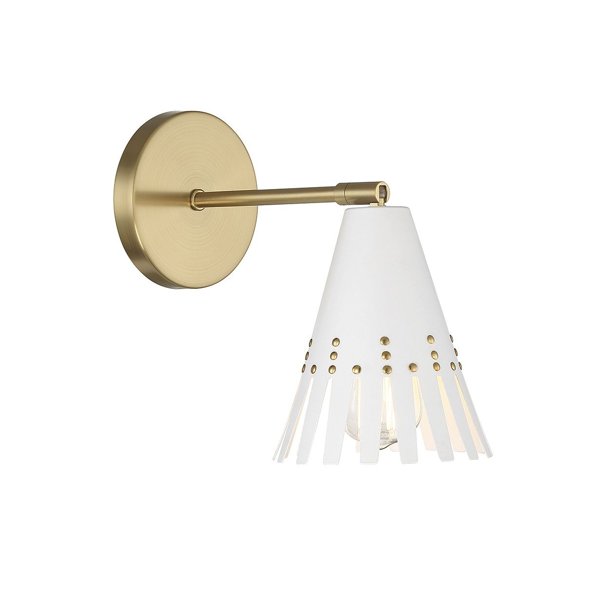 Meridian M90103WHNB One Light Wall Sconce in White and Natural Brass