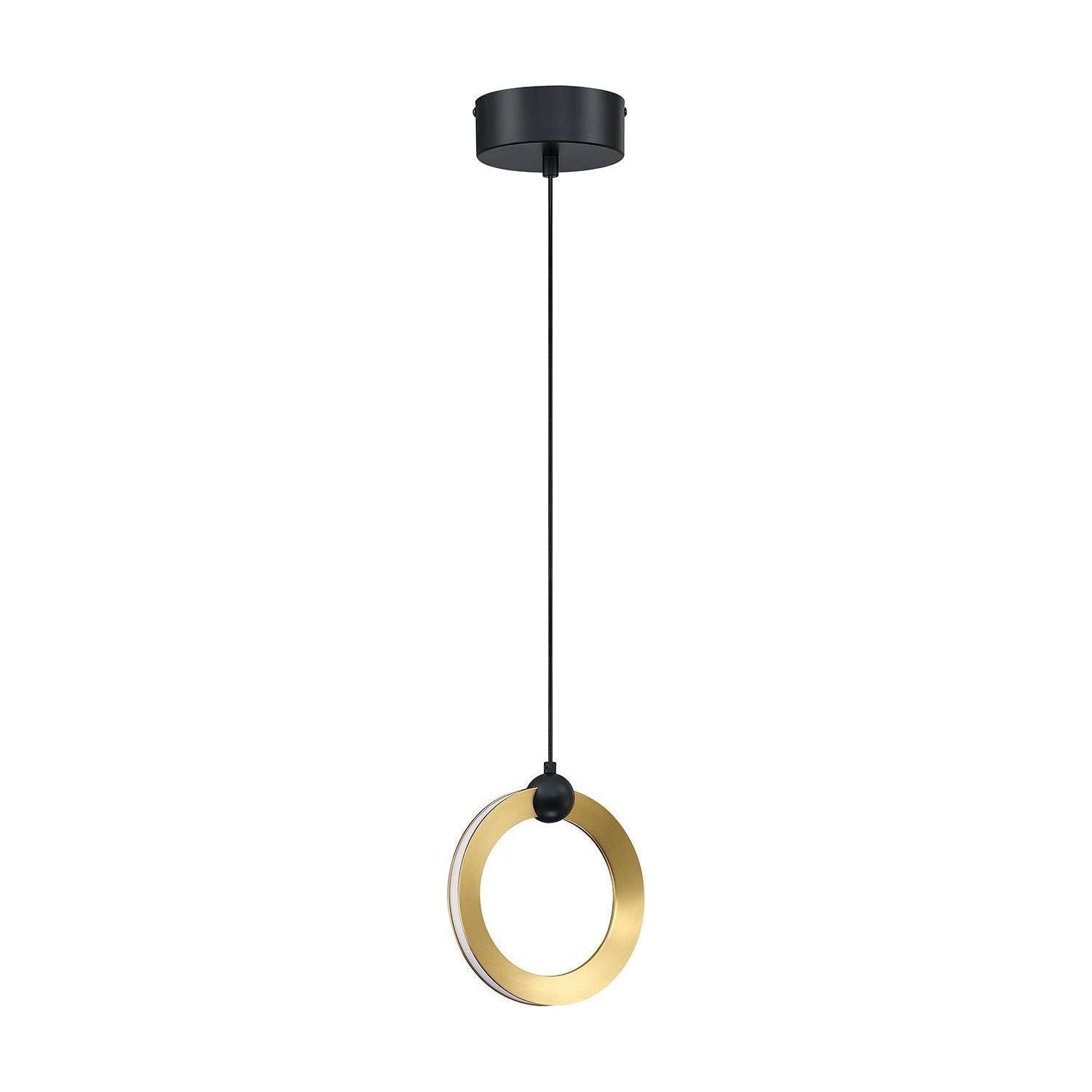 Kendal Lighting - Circols LED Pendant - PF328-1L-BLK/BRS - Canada Light Shop