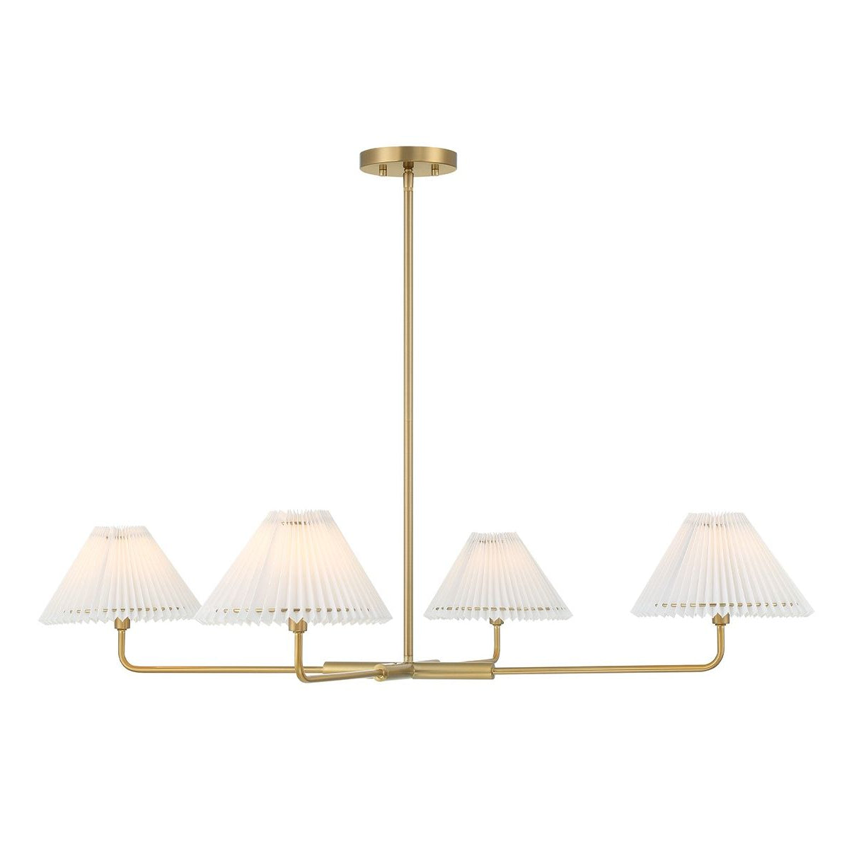 Meridian M100121NB Four Light Chandelier in Natural Brass