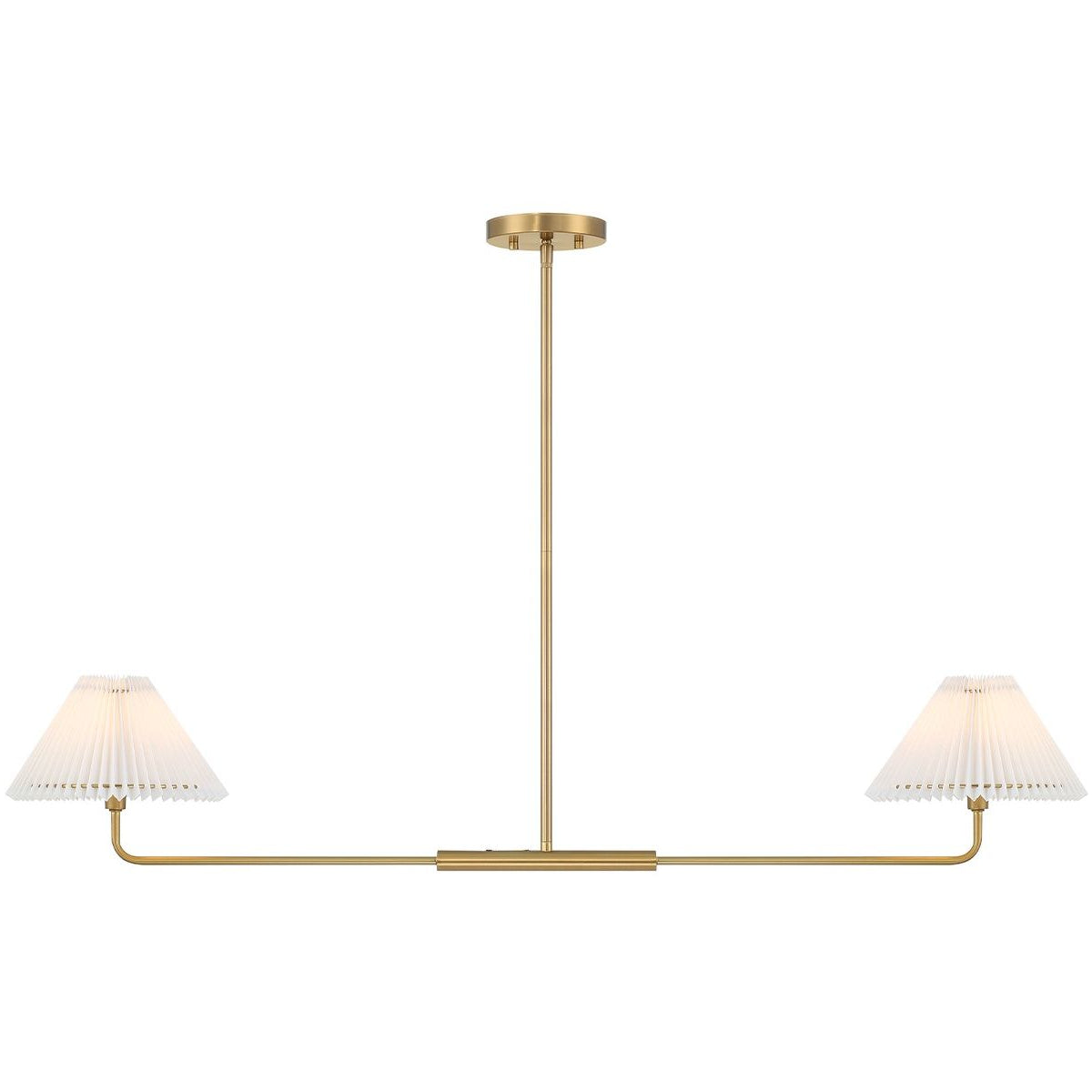 Meridian M100122NB Two Light Linear Chandelier in Natural Brass