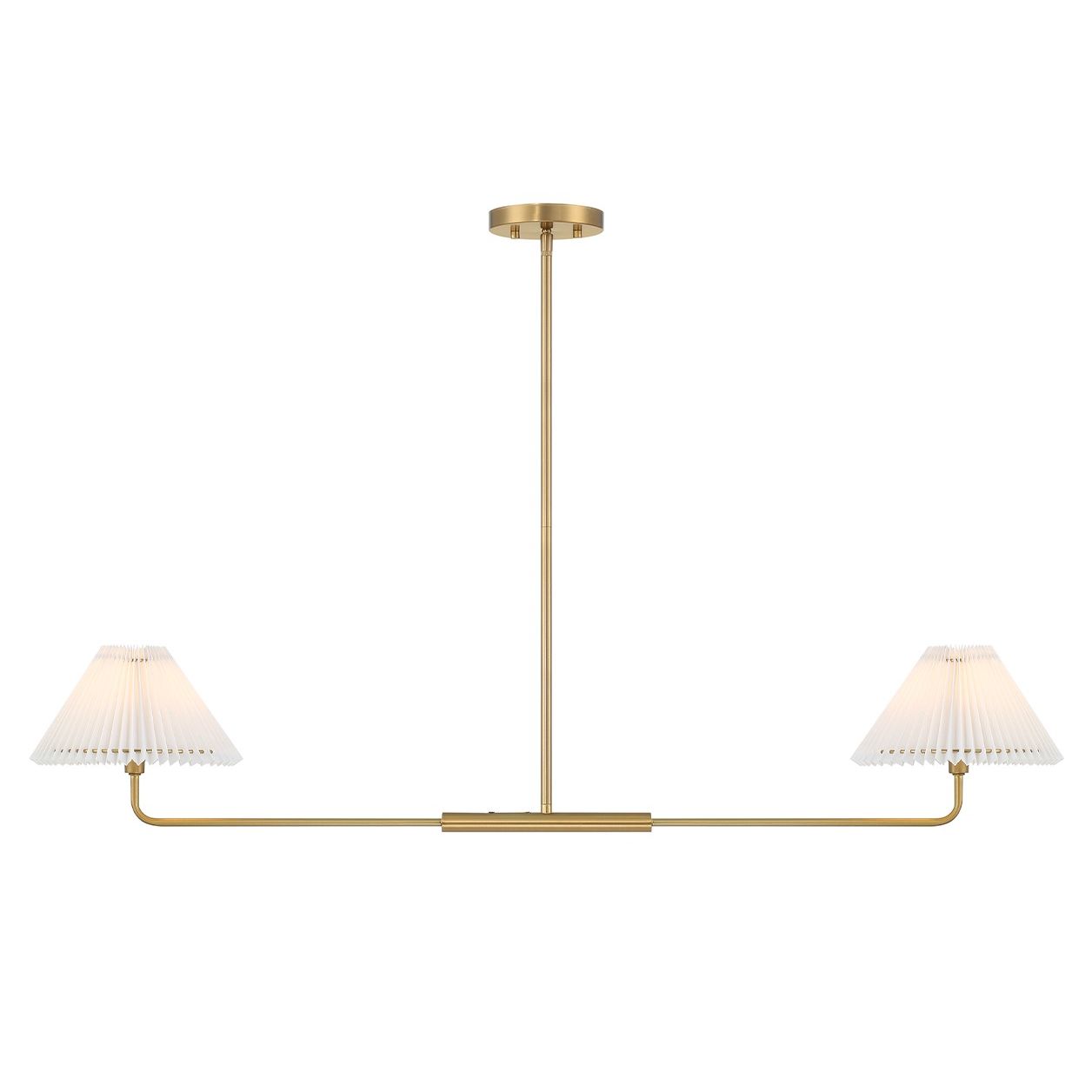 Meridian M100122NB Two Light Linear Chandelier in Natural Brass