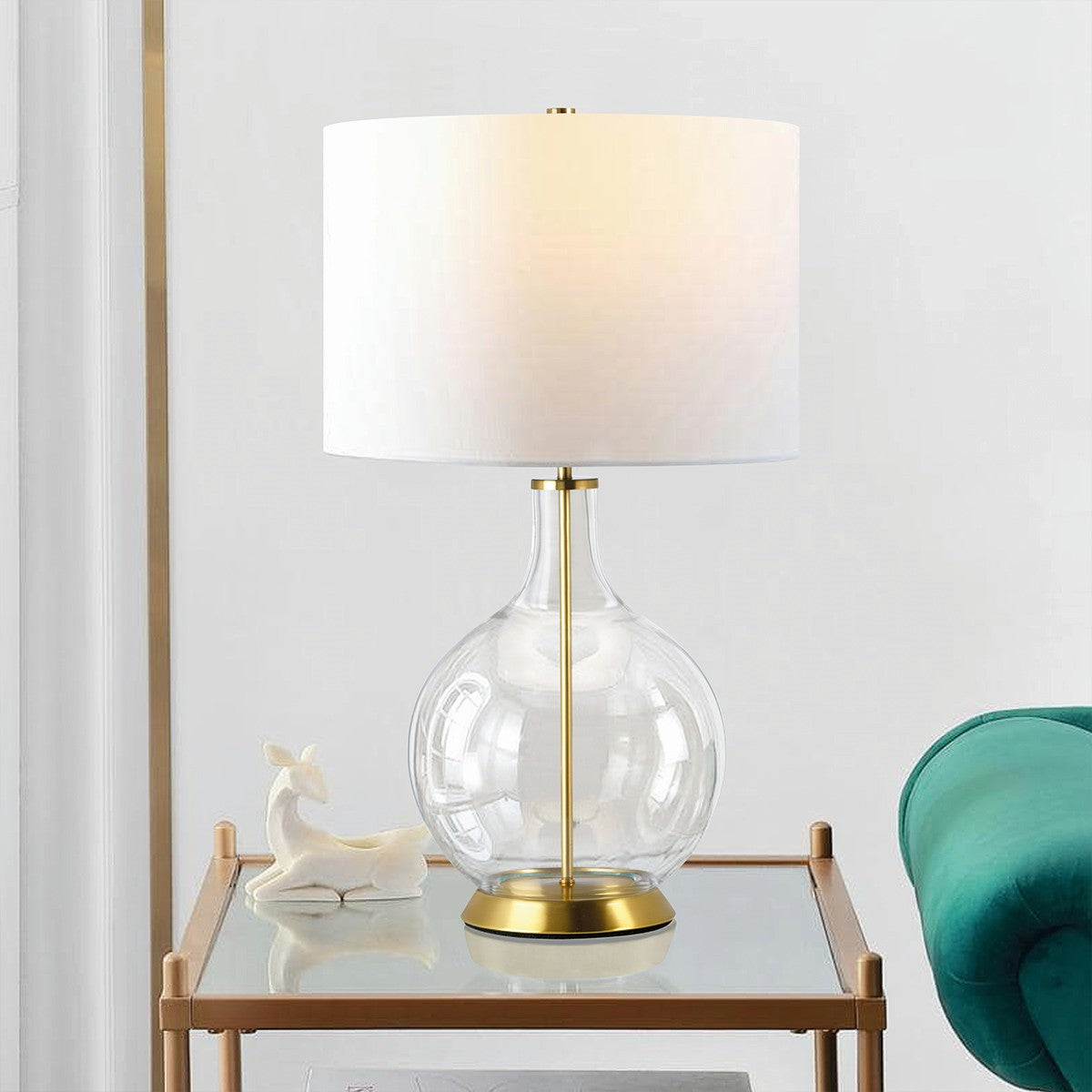 Lucas + McKearn - Orb Table Lamp - ORB-CLEAR-AB-WHT - Canada Light Shop