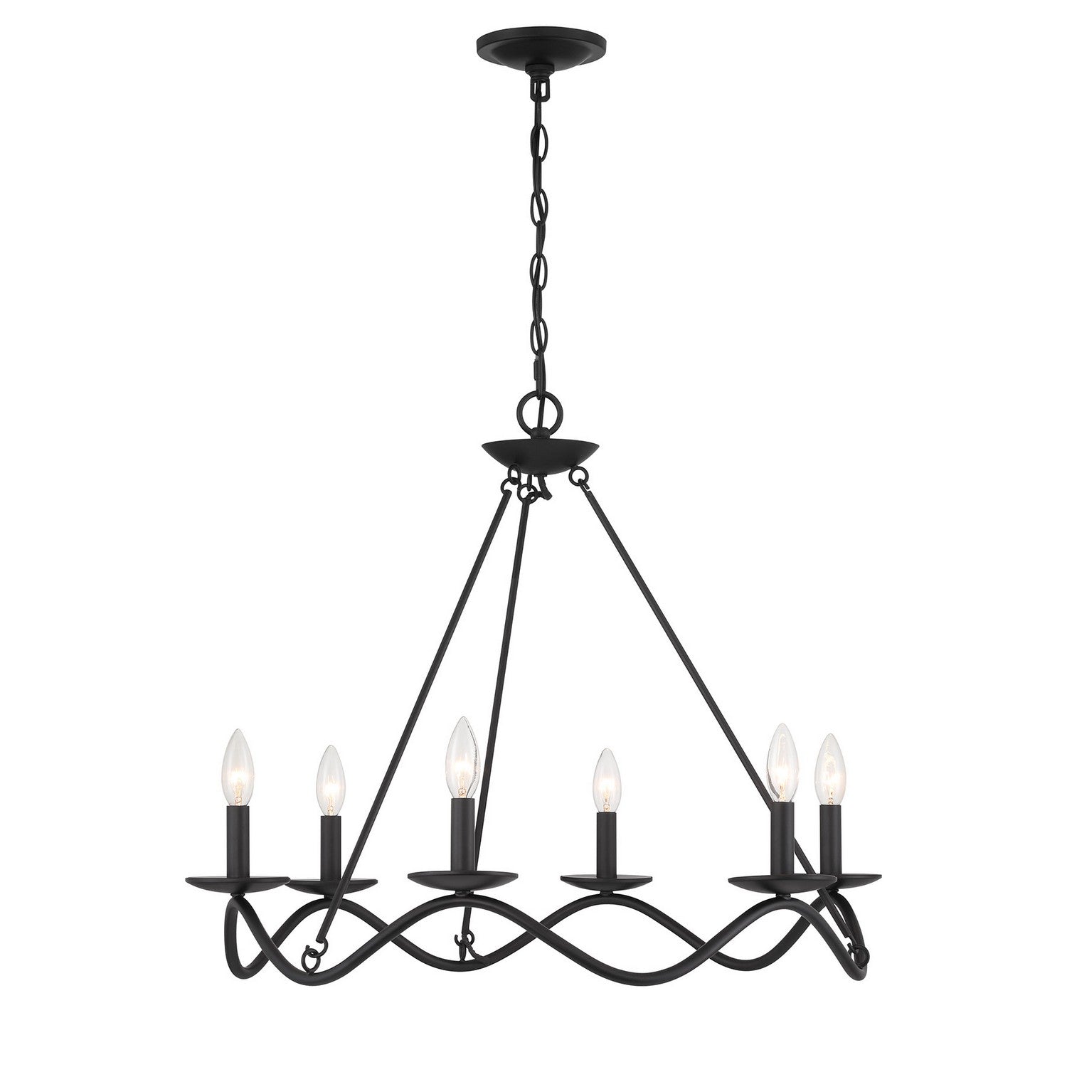Meridian M100137MBK Six Light Chandelier in Matte Black