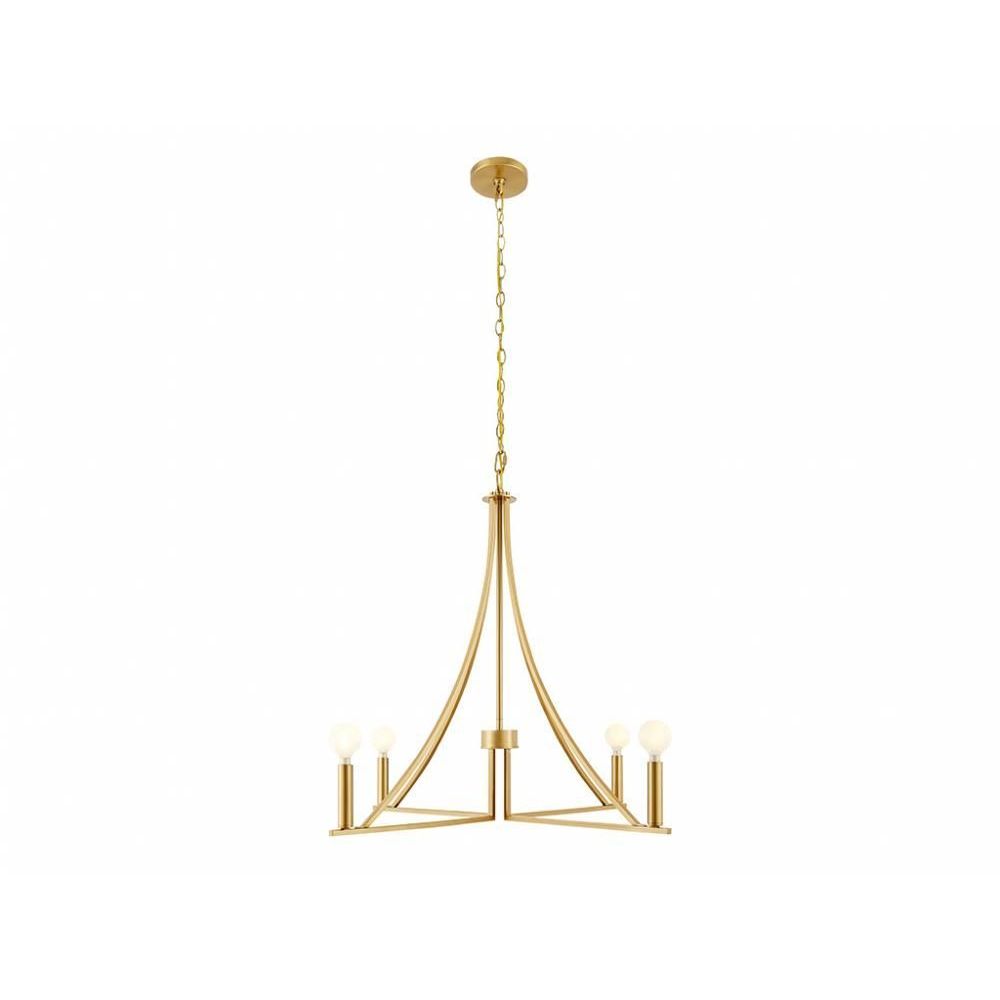 Meridian M100141NB Four Light Chandelier in Natural Brass