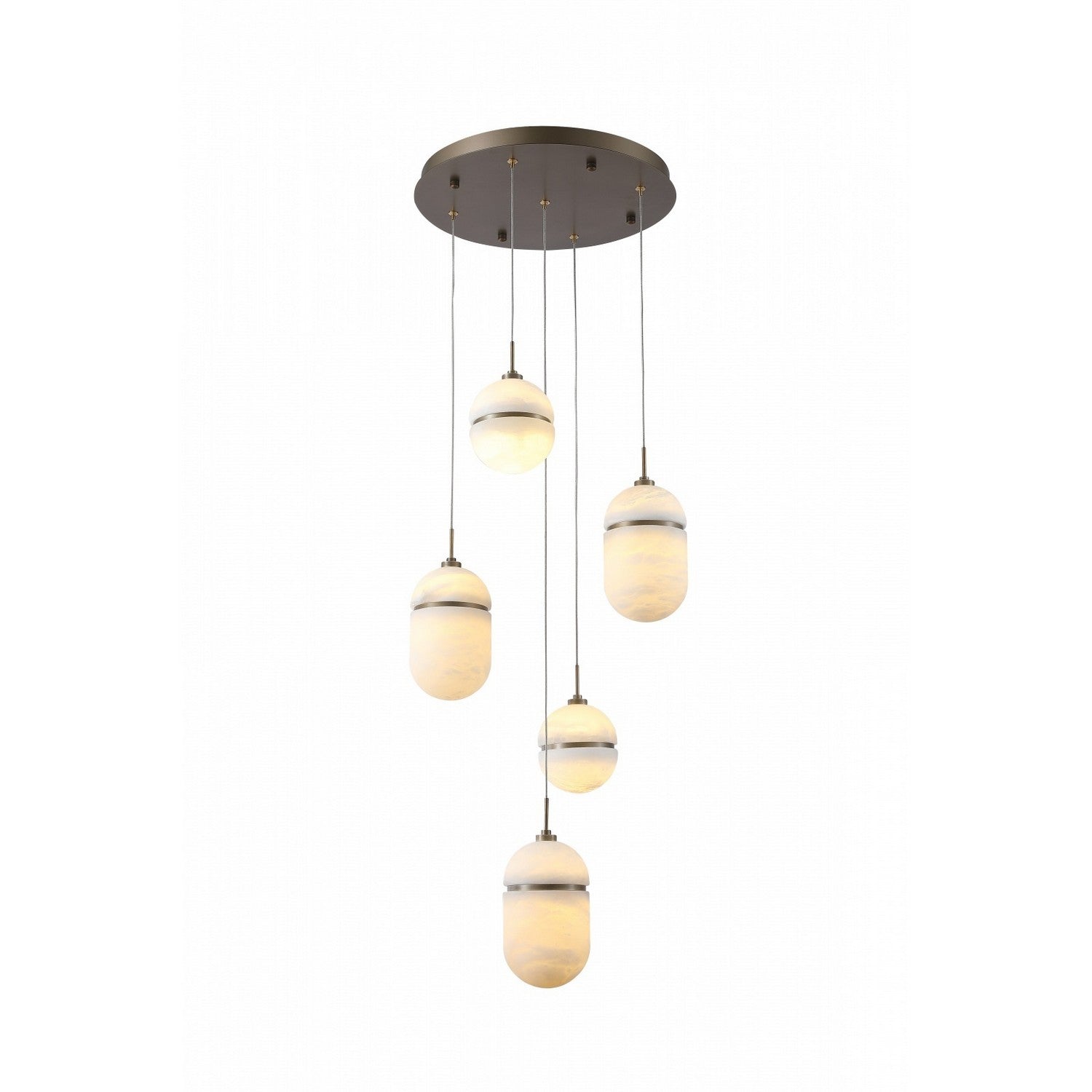Avenue Lighting - HF2905-AB - Five Light Pendant - Sedona - Alabaster / Aged Brass