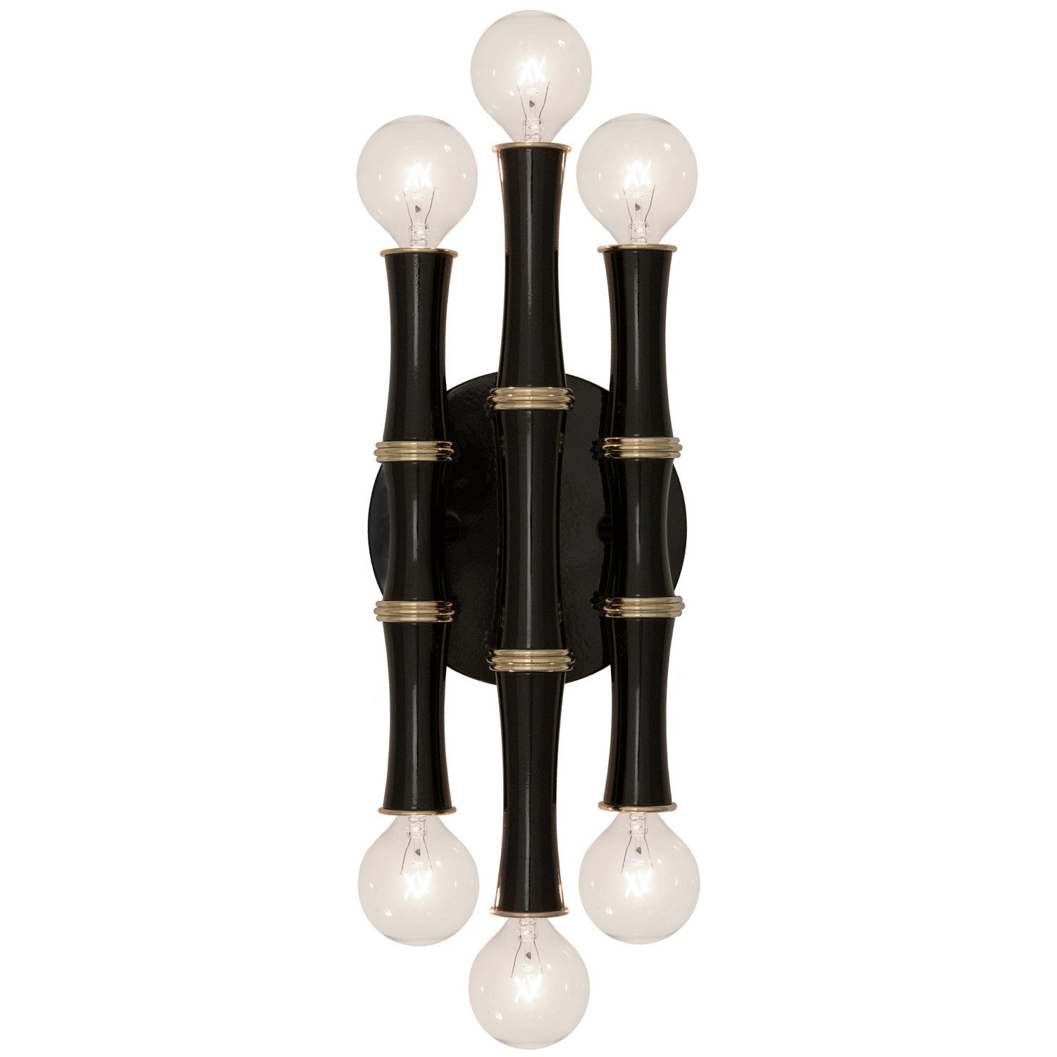 Robert Abbey - OS75 - Six Light Wall Sconce - Kane - Obsidian w/Modern Brass